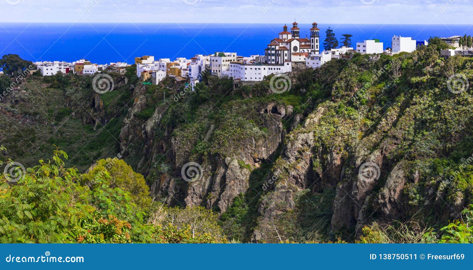 impressive mountain village moya over rocks - gran canaria, canary islands