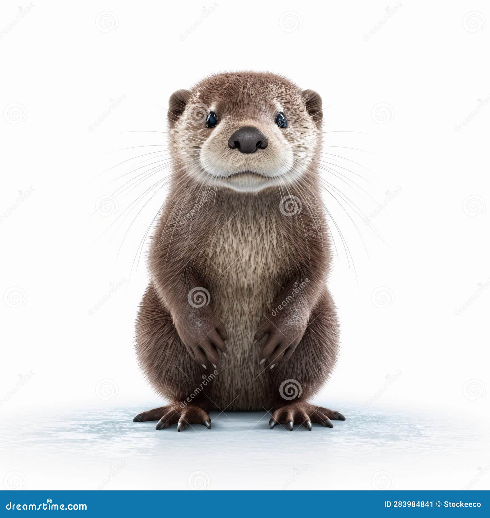 impressive realistic otter sitting on white background in 8k uhd