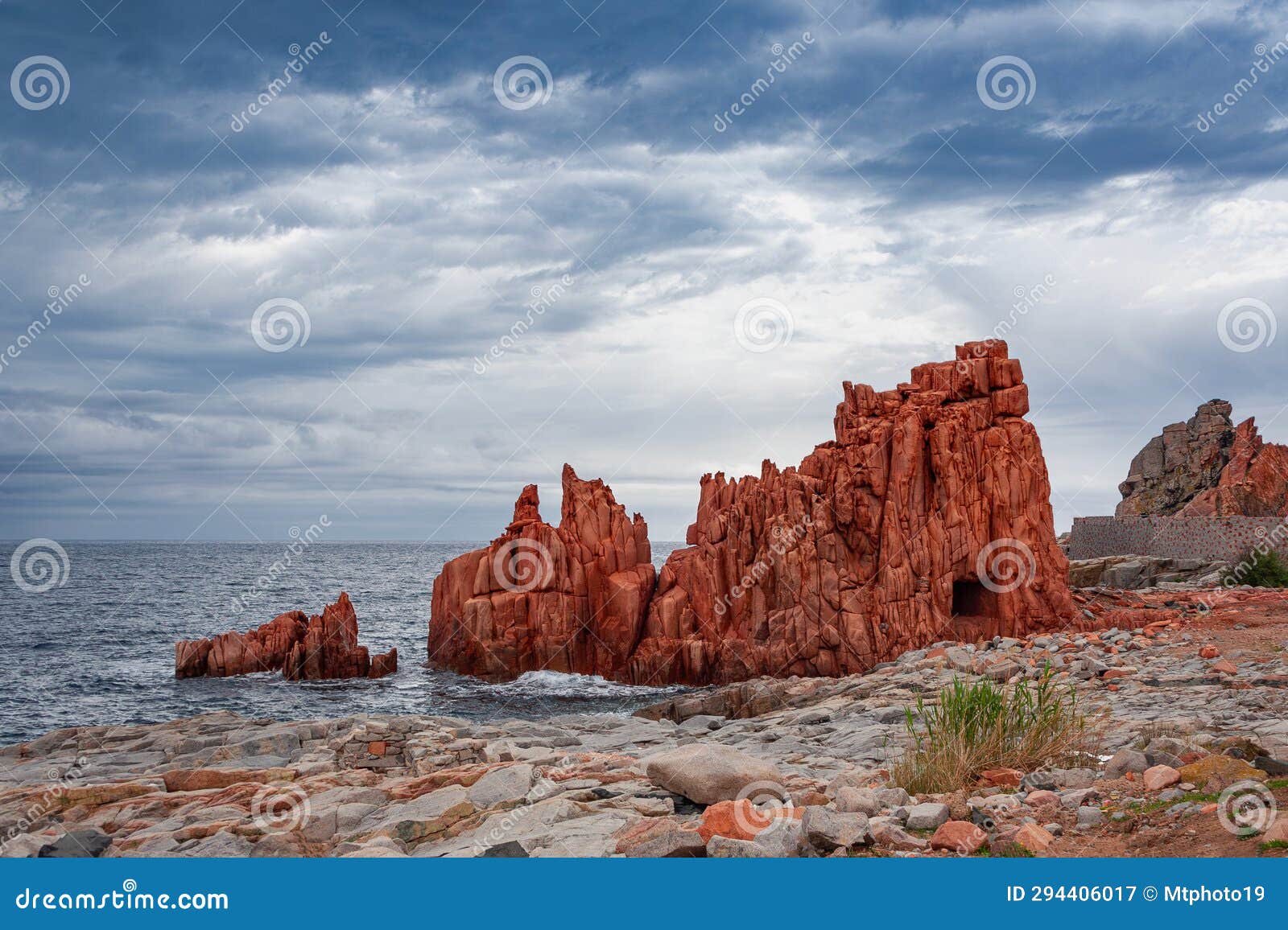 rocce rosse rock formations in sardinia, italy