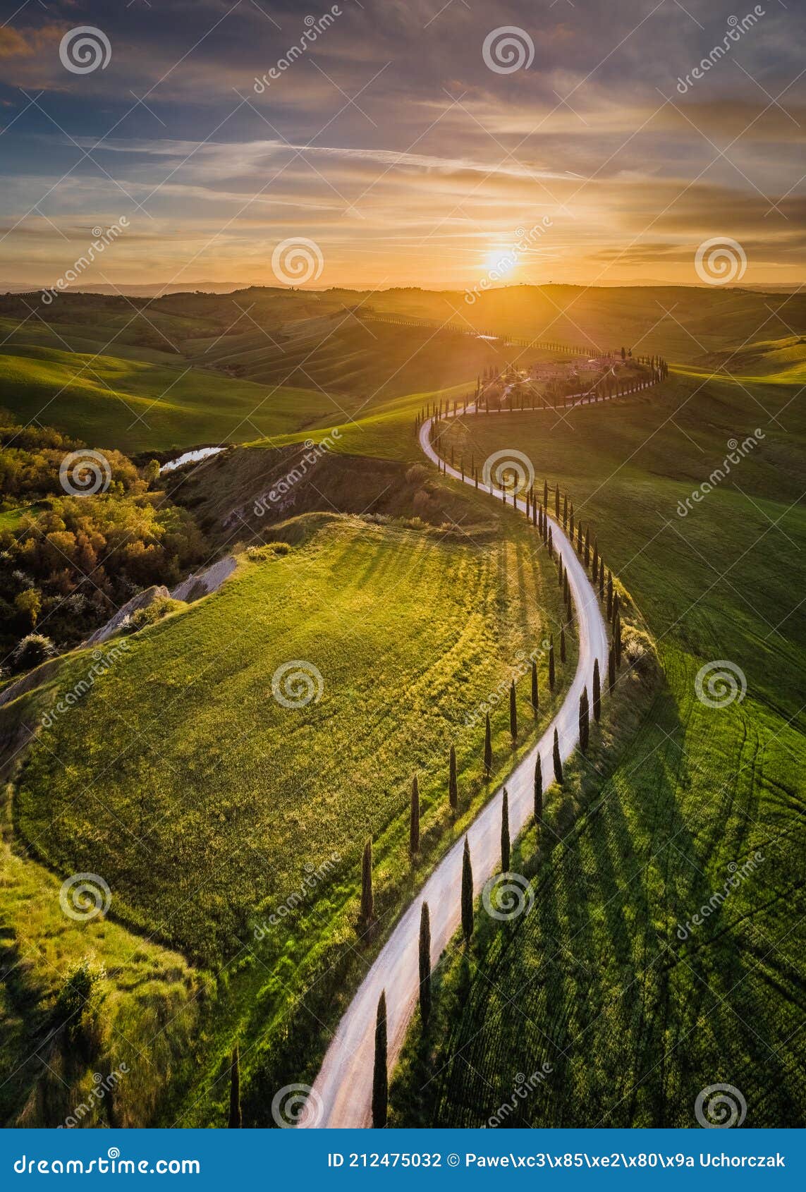 Impressive Spring Landscape,view with Cypresses and Vineyards ,Tuscany ...