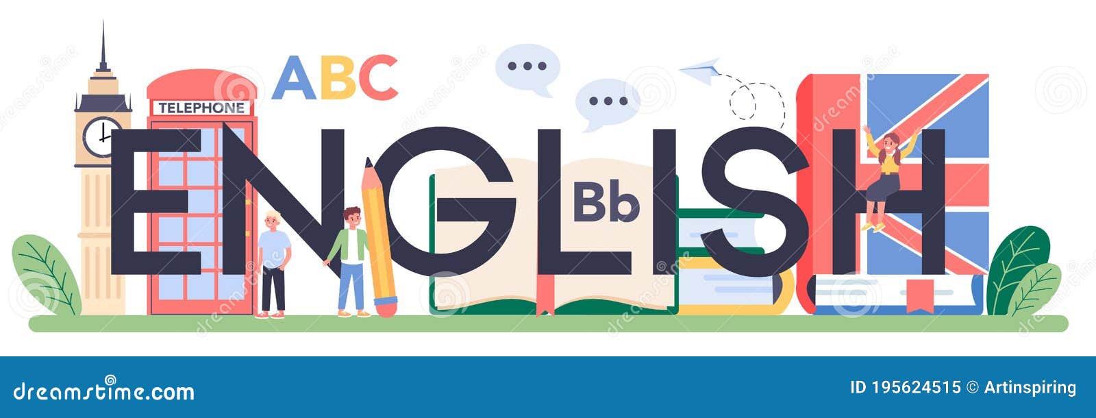 Imprimer En Tete De Cours D Anglais L Apprentissage Des Langues Etrangeres A L Ecole Illustration De Vecteur Illustration Du Education Anglais
