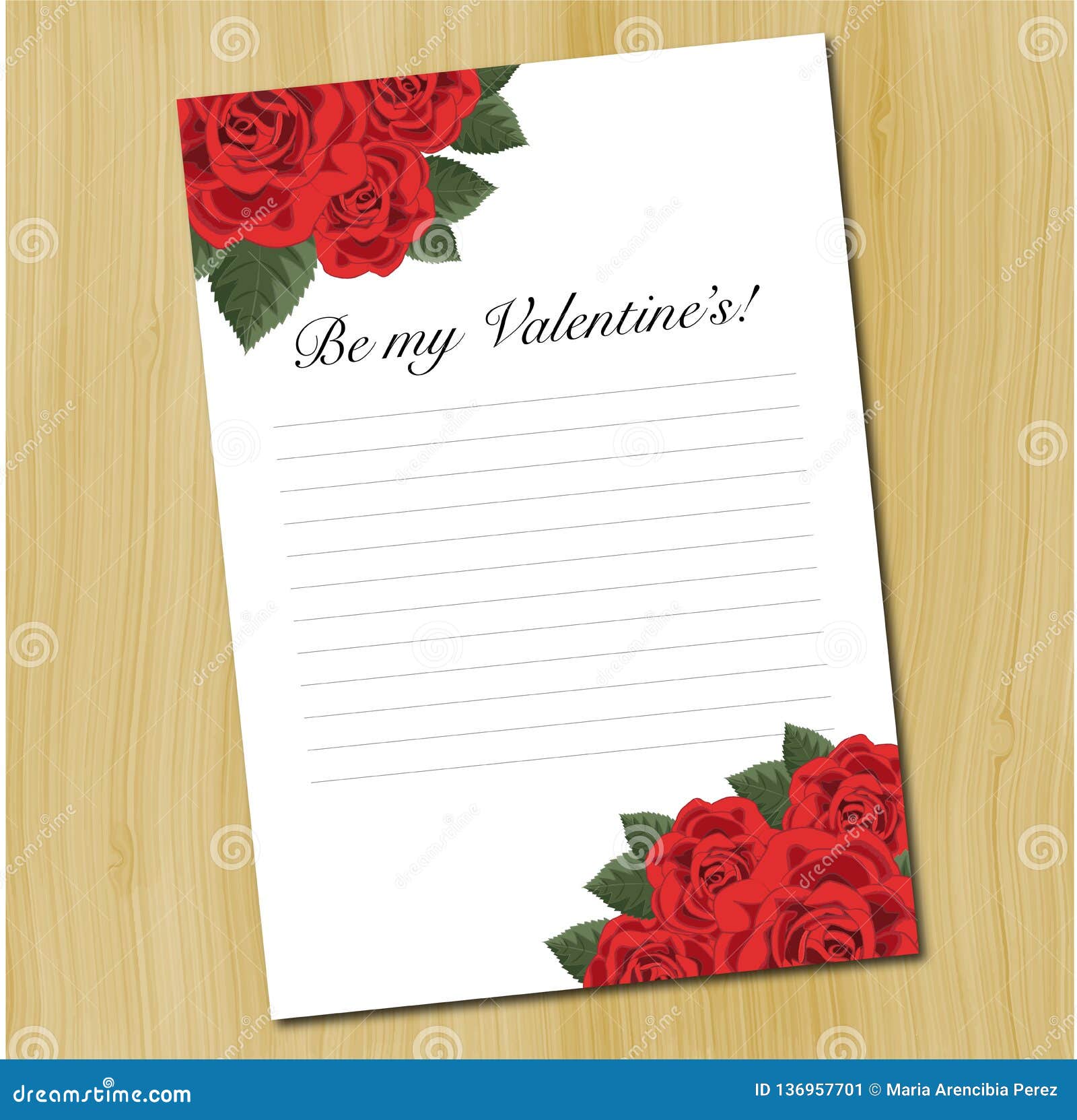 Love Letter Template with Roses Stock Vector - Illustration of Inside Template For Love Letter