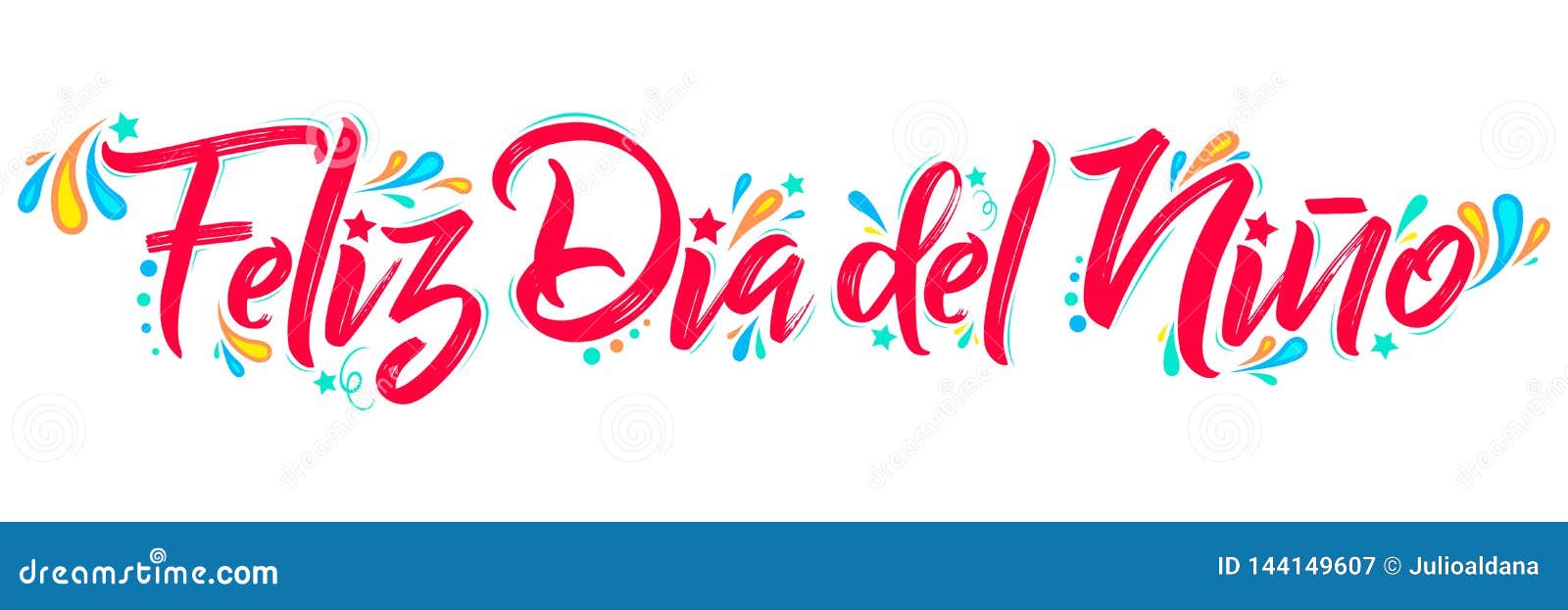 feliz dia del nino, happy children day  spanish text,  lettering  
