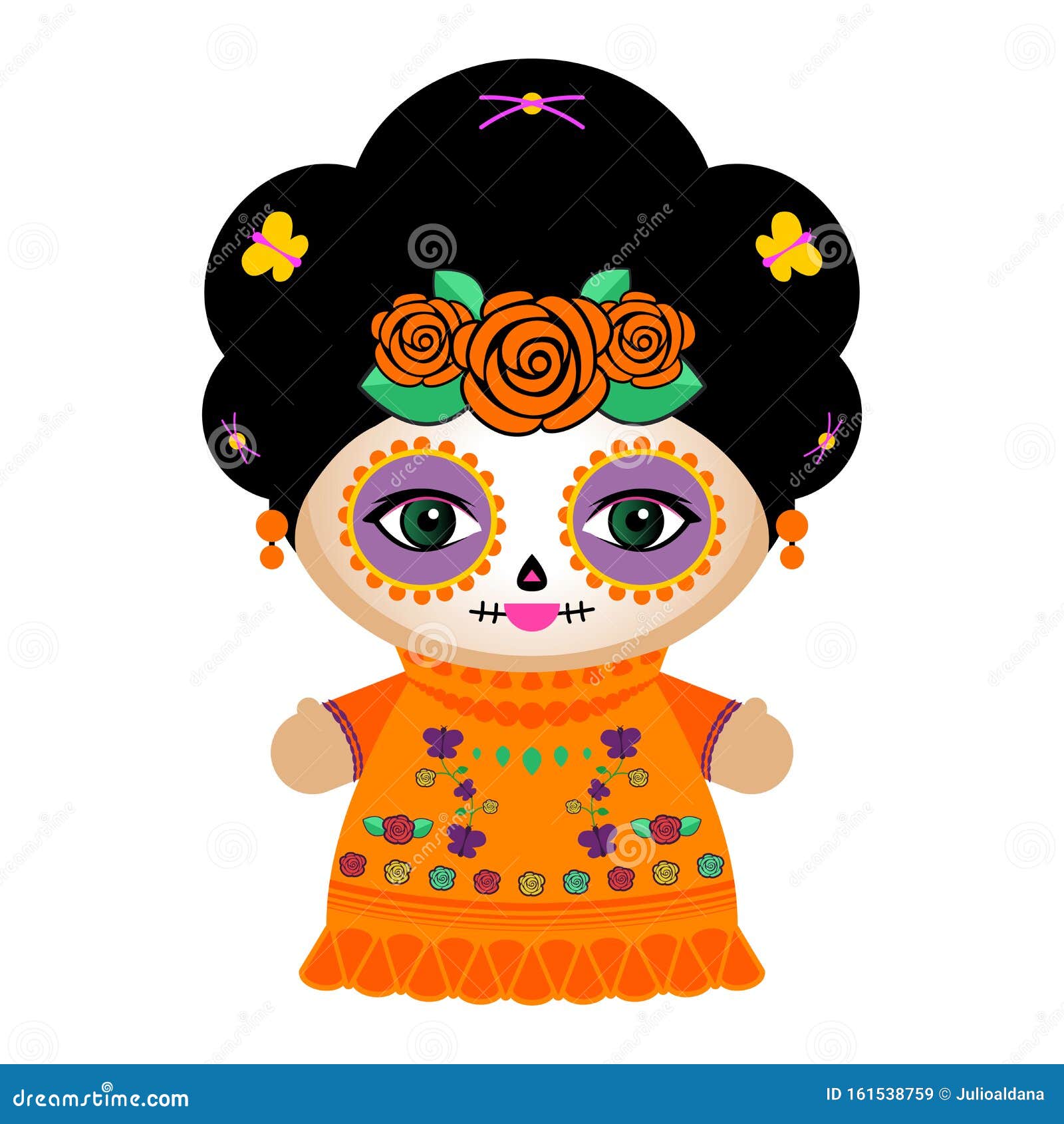 Day of the Dead Classic Mexican Catrina Doll Vector Illustration. Stock  Vector - Illustration of festival, holiday: 161538759