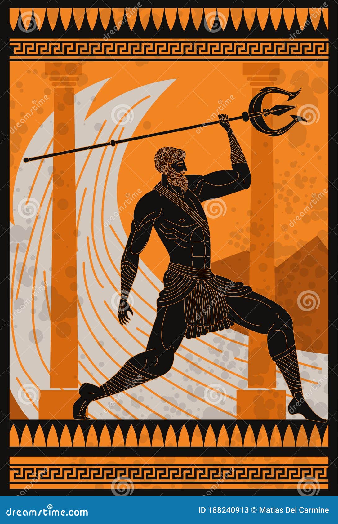 Poseidon with Trident Greek Mythology God Stock Vector - Illustration