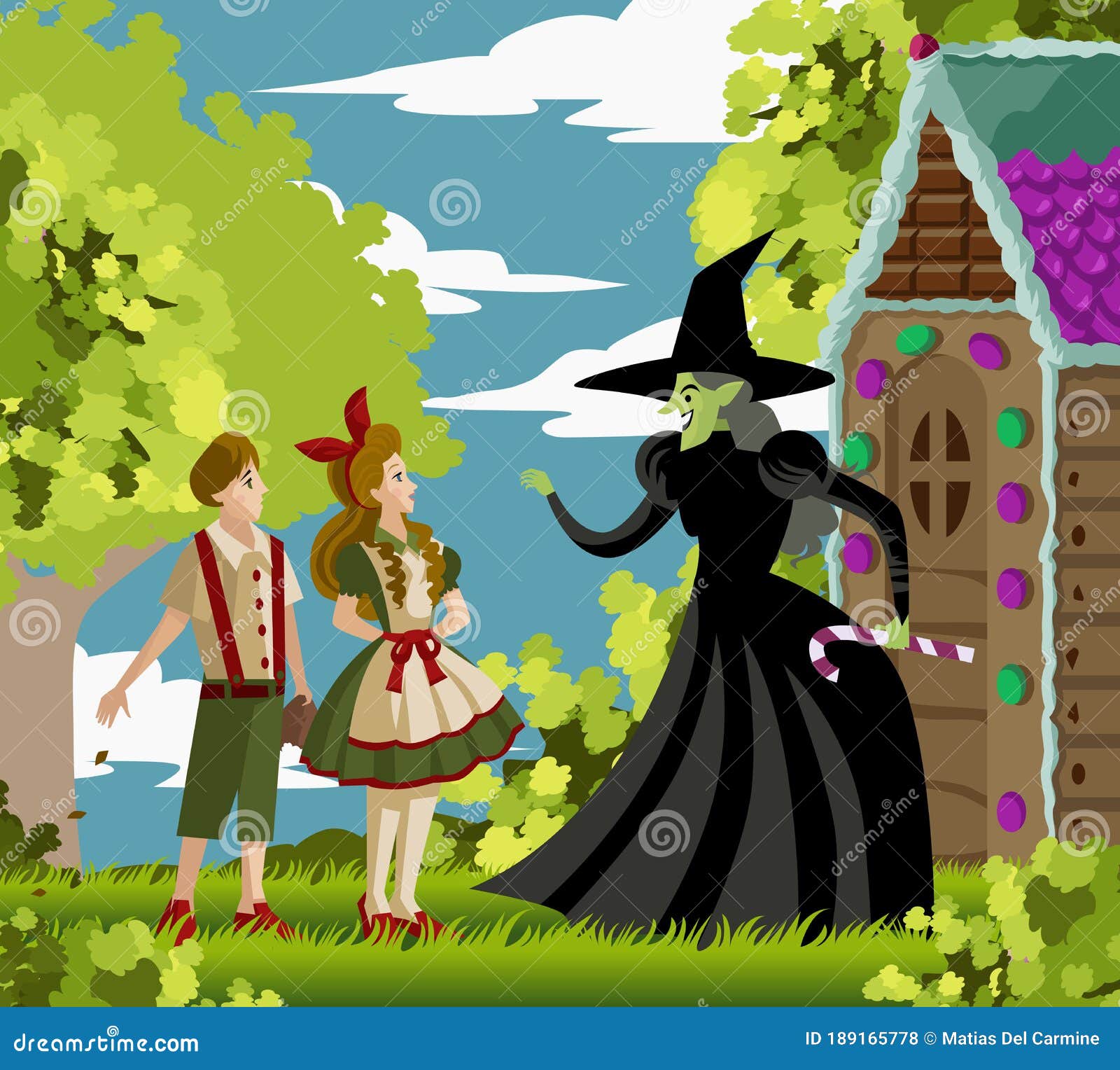 Hansel and Gretel and the Evil Witch with a Candy Stock Vector ...
