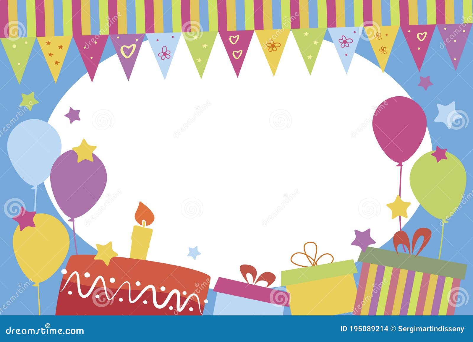 Photo Frame with Birthday Gifts for Kids Stock Illustration ...