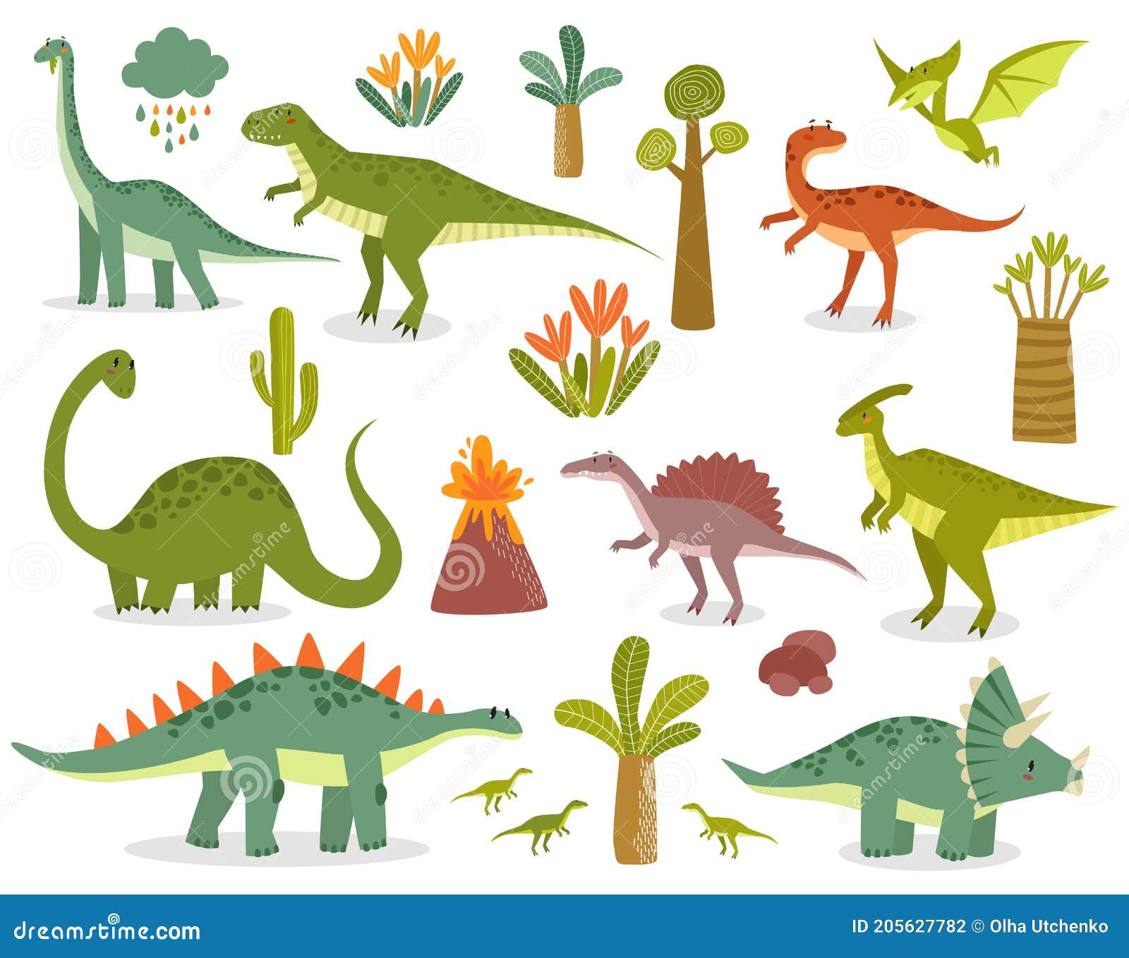 Imprimir. Conjunto Vectorial De Dinosaurios. Ilustración del Vector -  Ilustración de divertido, dinosaurio: 205627782