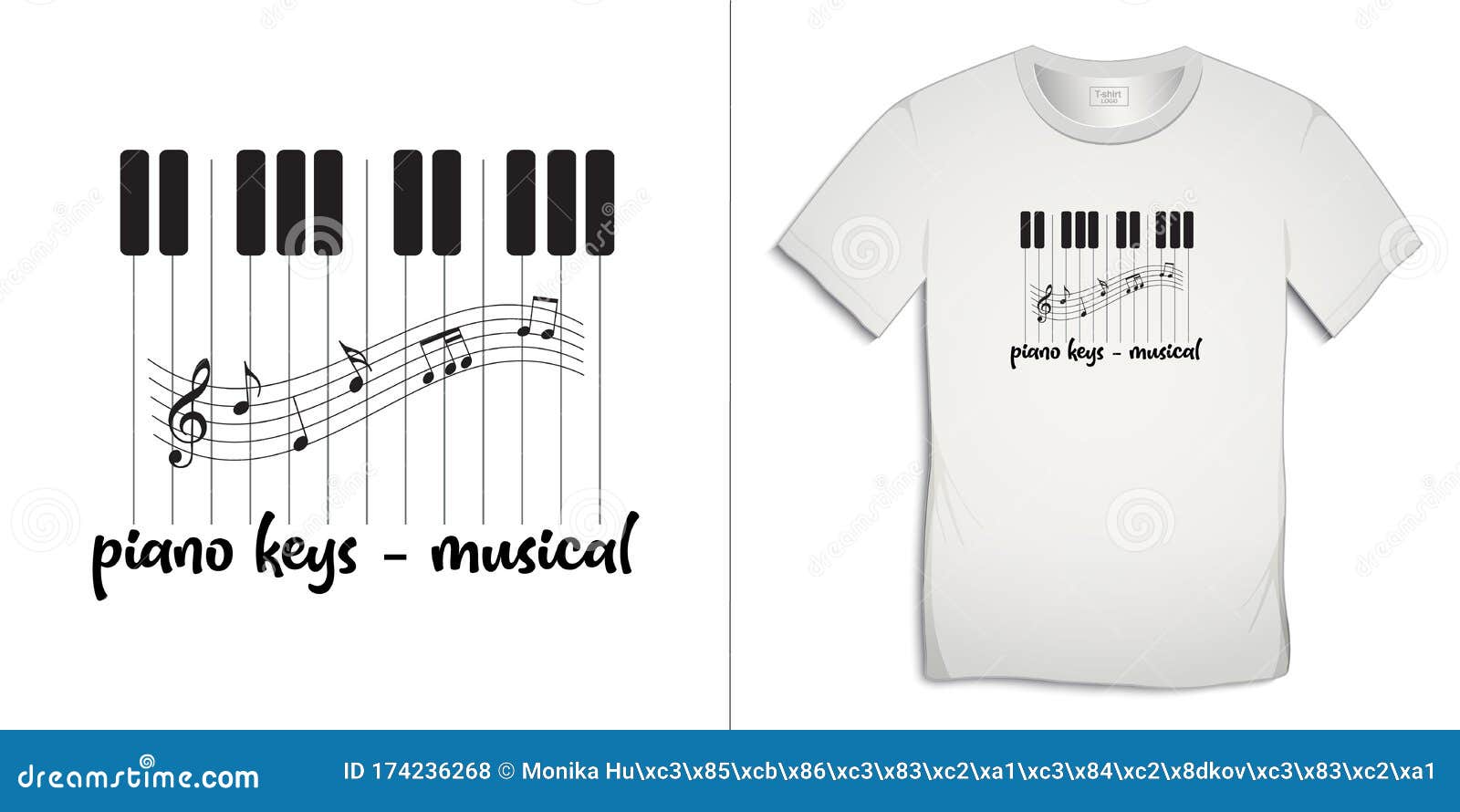 Imprimir En Camiseta Gráficos Diseño Piano Teclas Musicales Con Notas Música Aislado Sobre Fondo Blanco Ilustración del Vector - Ilustración de ropas, lifestyles: