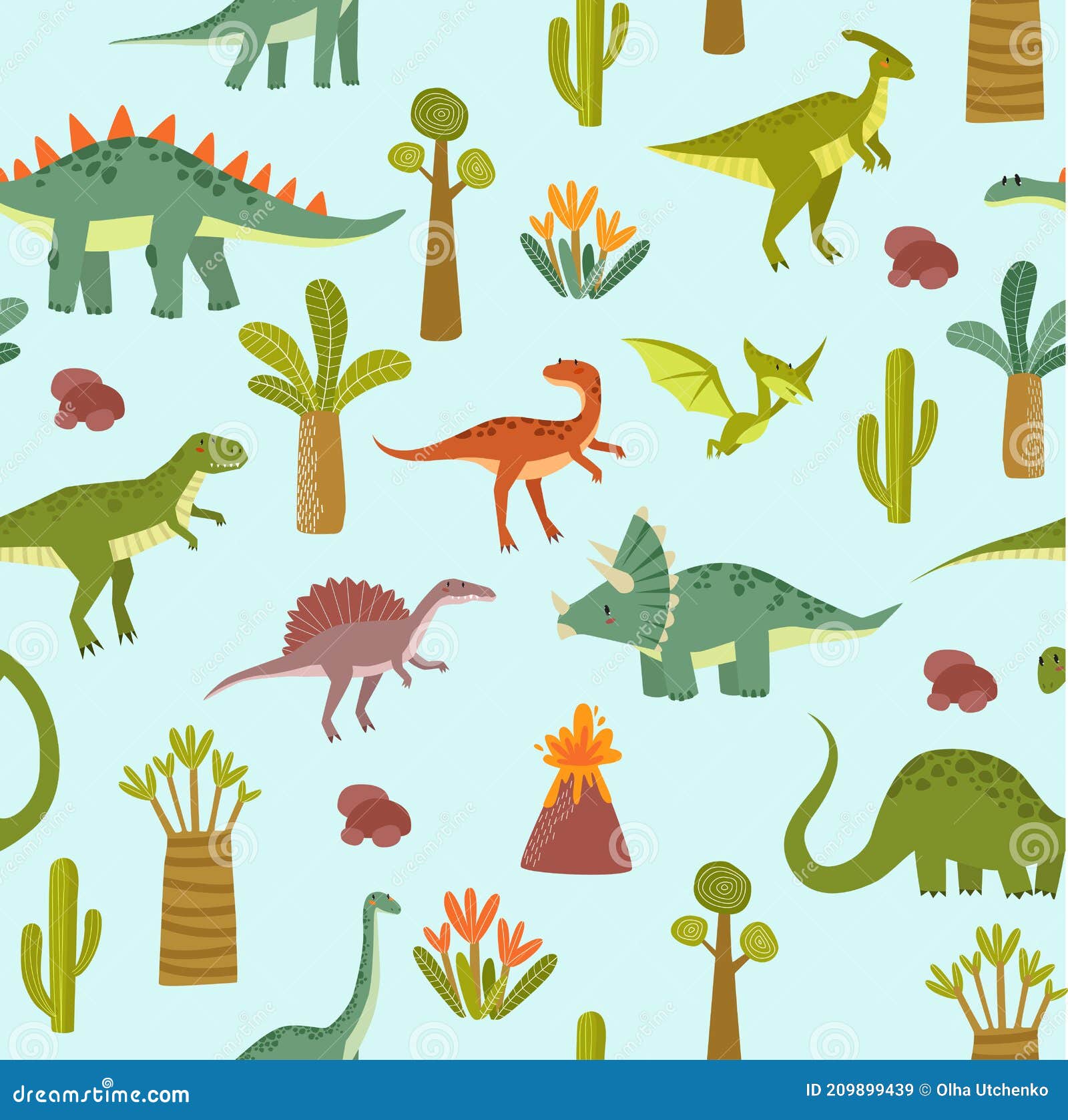 Imprimir. Fondo Fluido Vectorial Con Dinosaurios. Ilustración del Vector -  Ilustración de animal, estegosaurio: 209899439