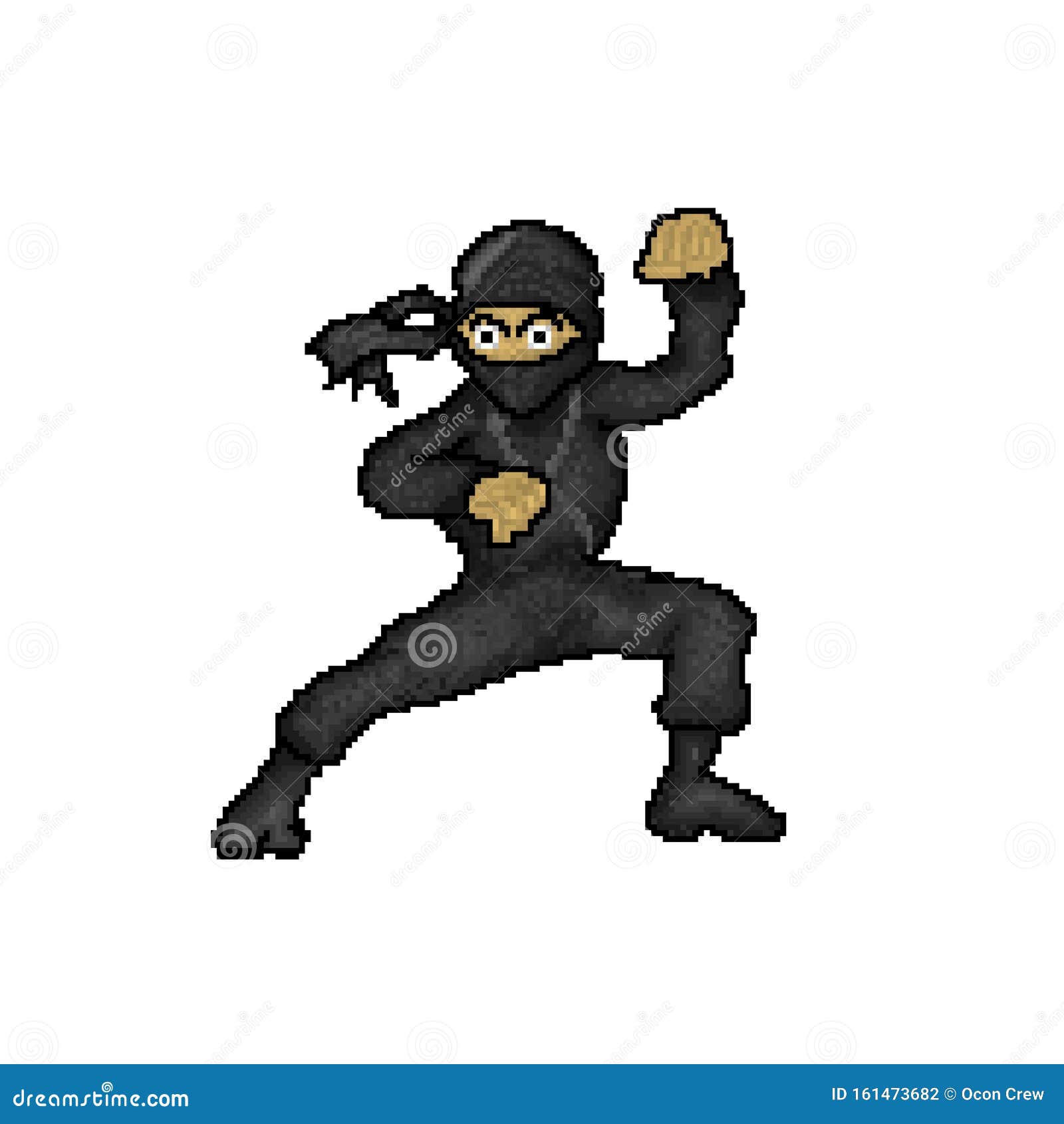 Imprimir Ilustração De Caractere Ninja Preto Cartoon Ninjas 8 Bits