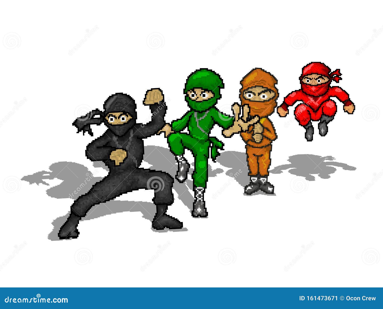 Imprimir Ilustración Ninjas Squad En Arte Pixel Caracteres De Dibujos  Animados Stock de ilustración - Ilustración de ninja, arte: 161473671