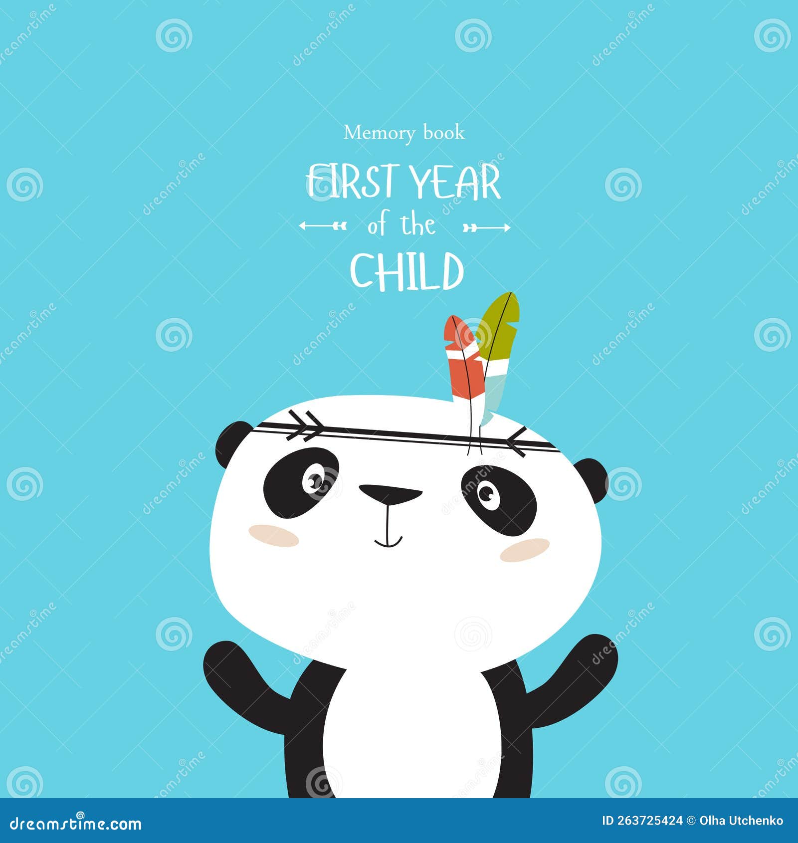 Imprimir. Portada Vectorial Para El álbum De Fotos De Bebé De Primer Año  Con Panda De Caricatura Tierno. Cumpleaños Babyshawer. in Ilustración del  Vector - Ilustración de divertido, panda: 263725424
