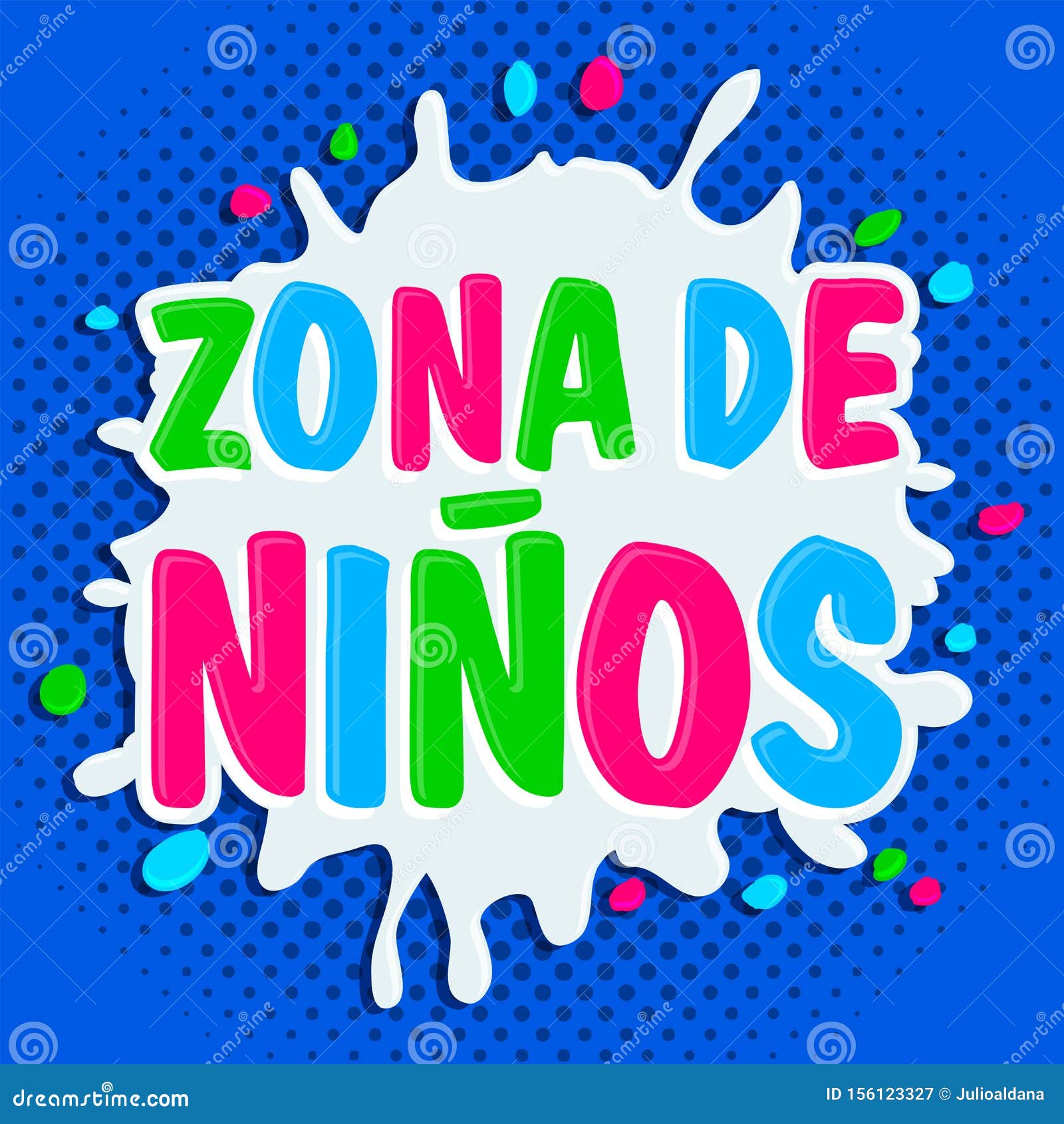 zona de ninos, kids zone spanish text,  lettering sign .