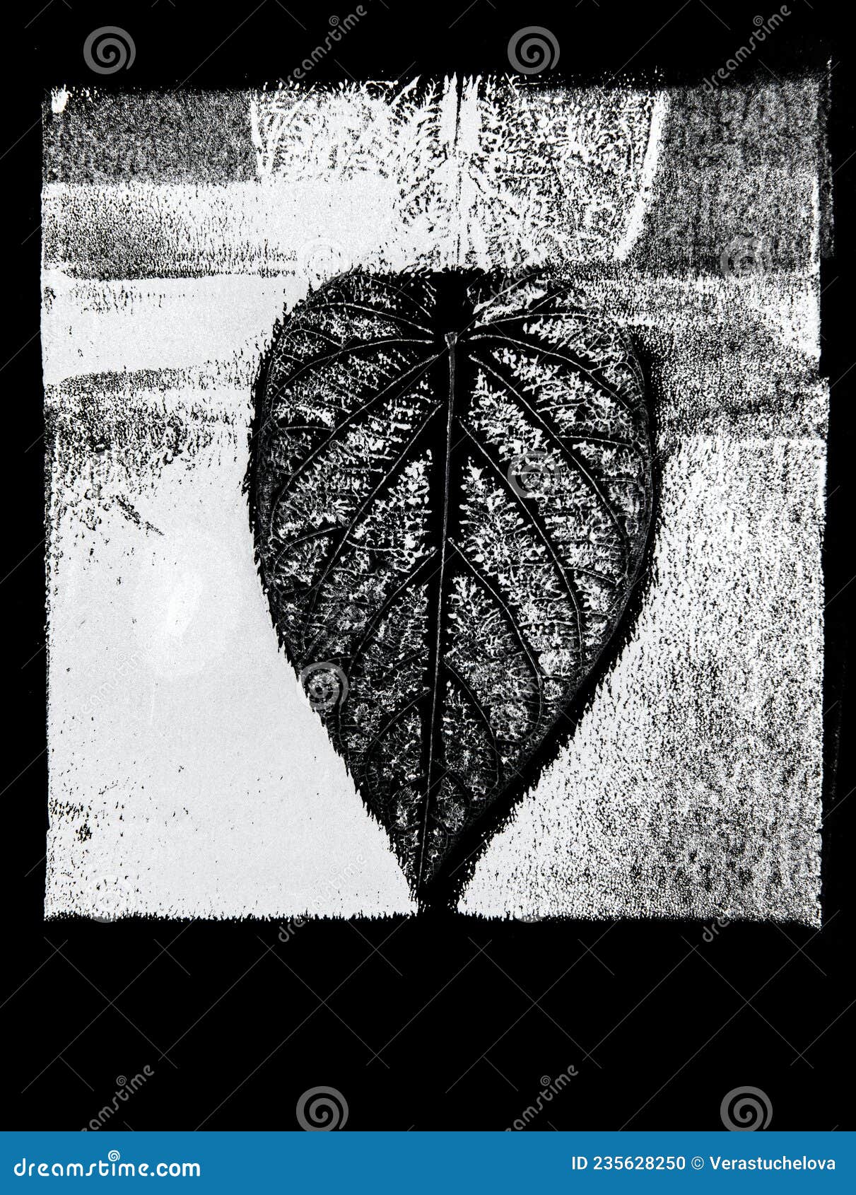 imprints of leaves - graphics - monoprint