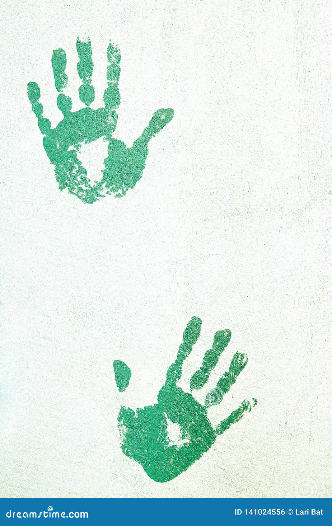 Handprints on the Plastered Wall Stock Illustration Illustration of wall, green 141024556