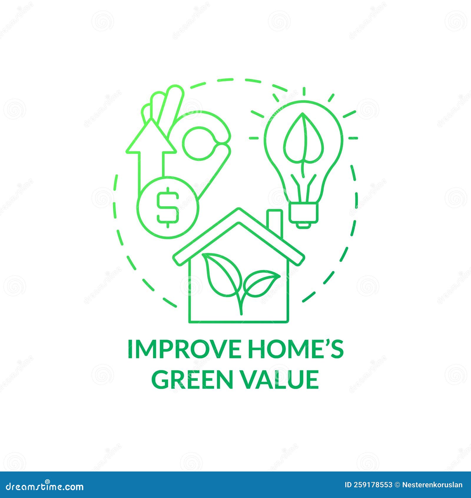 improve home eco value green gradient concept icon