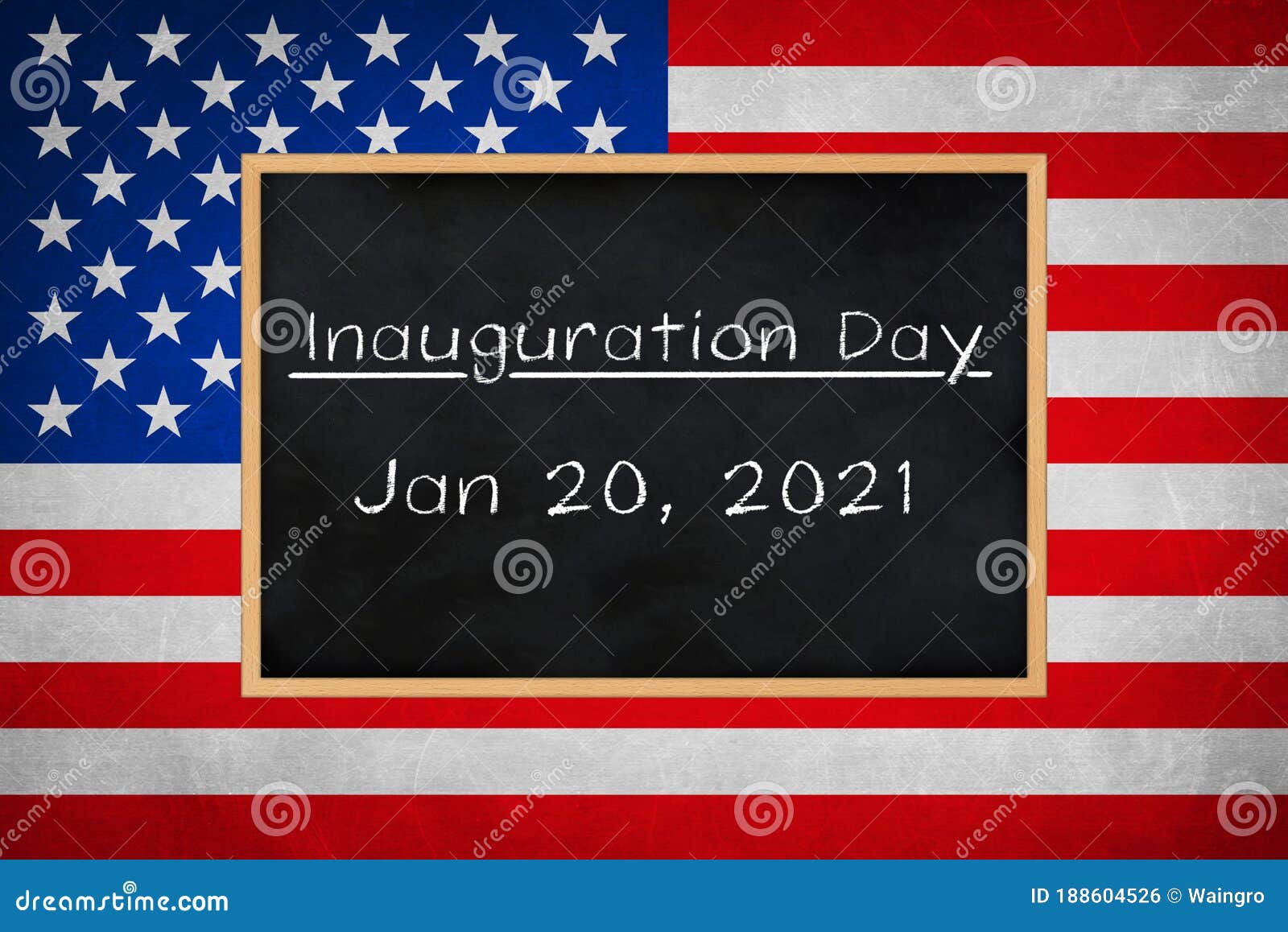 inauguration day 2021 - chalkboard concept with usa flag background