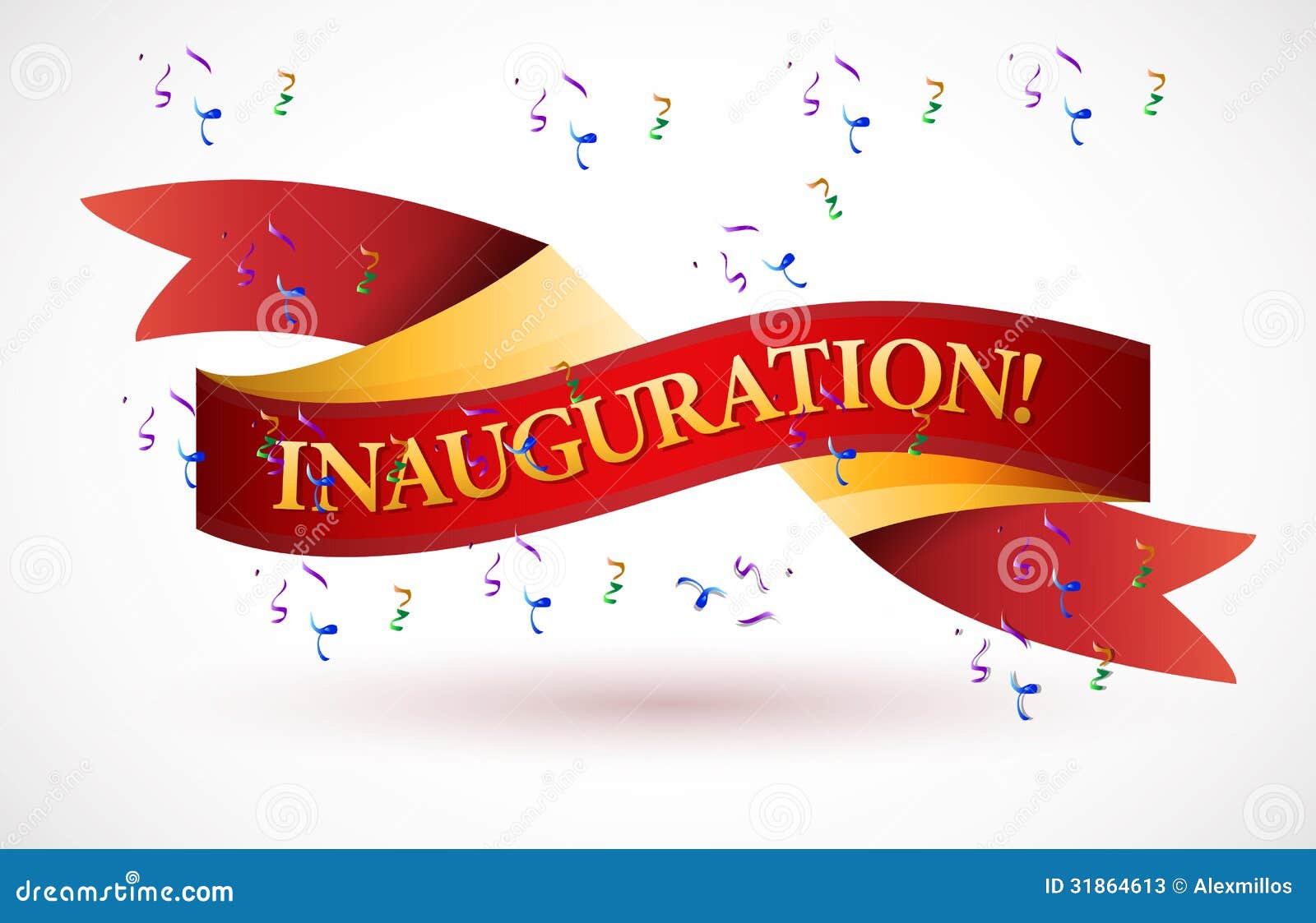 Inauguration Red Waving Ribbon Banner Stock Photos - Image ...