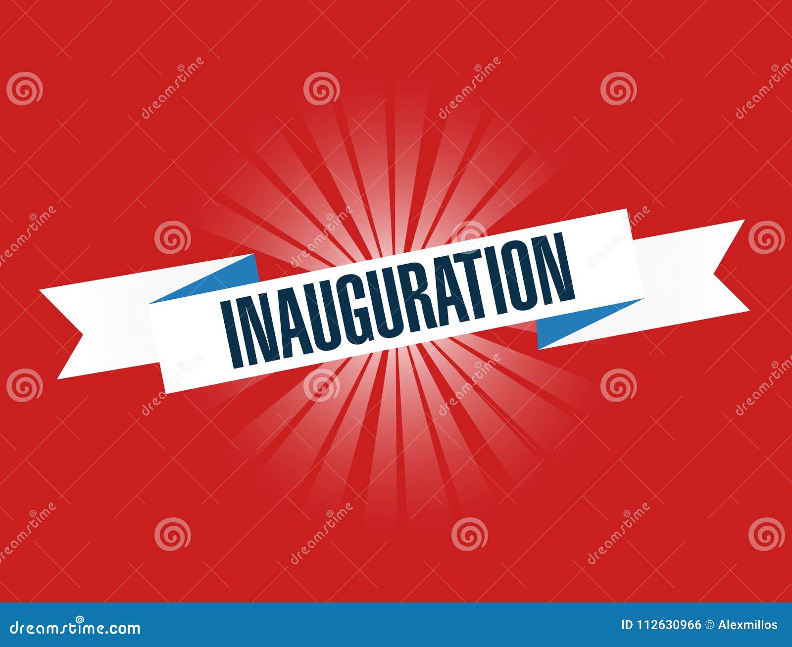 Inauguration Red Waving Ribbon Sign Illustration Design Graphic Stock