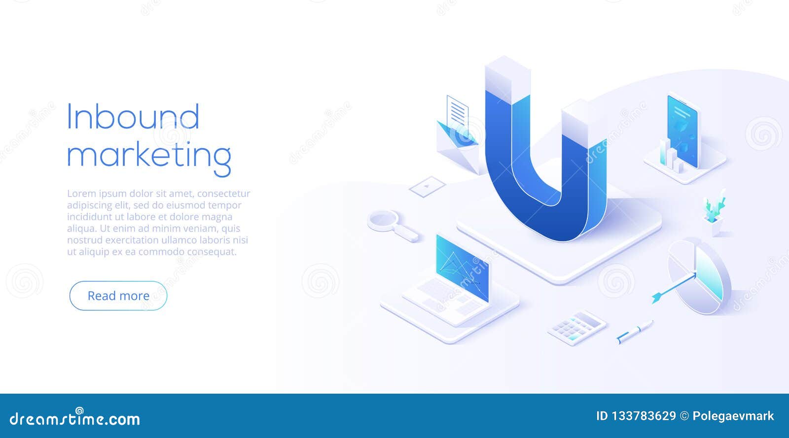 inbound marketing  business  in isometric . online or permission marketing background.