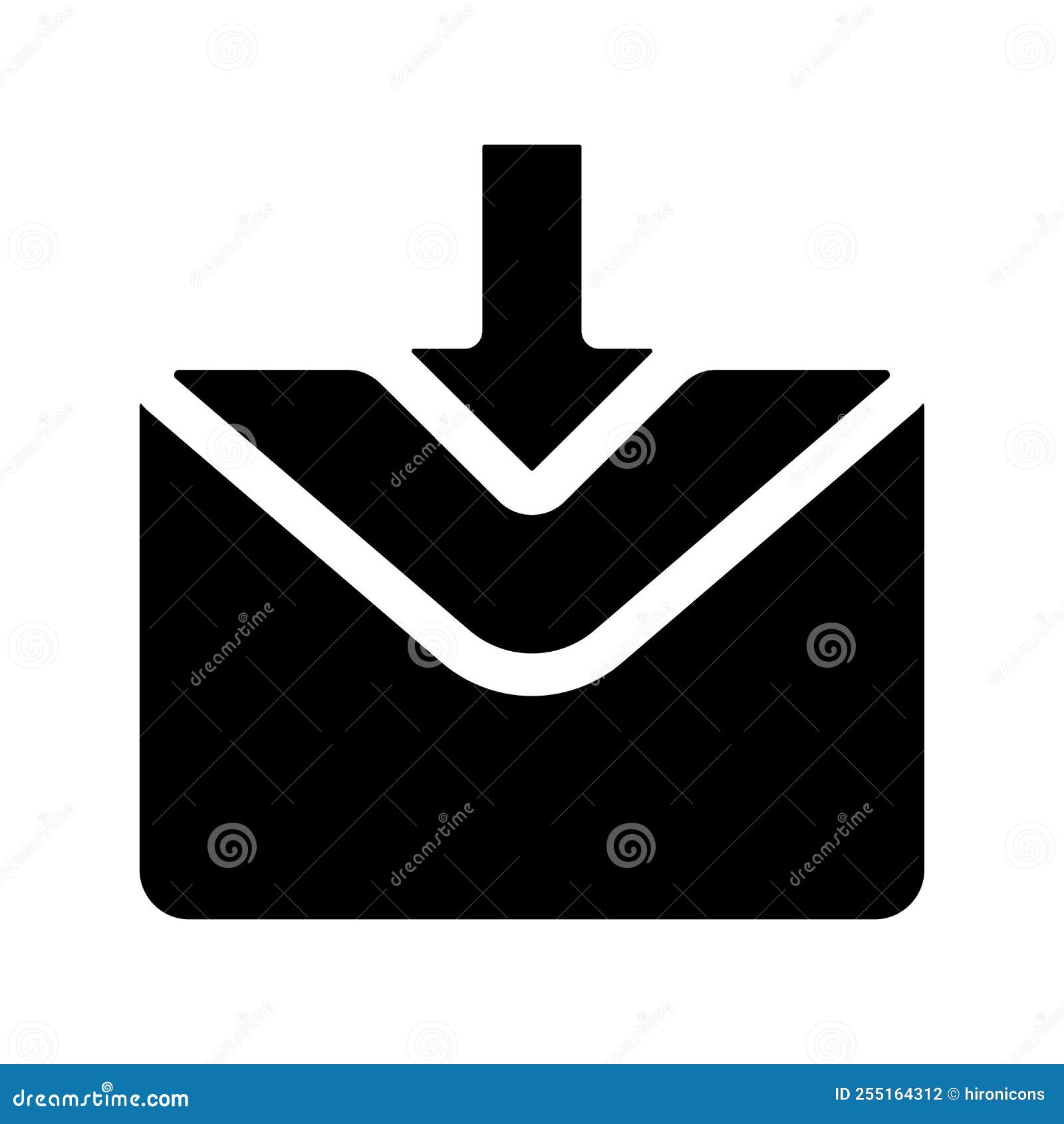 Inbox Letter Icon Black Vector Graphics Stock Illustration