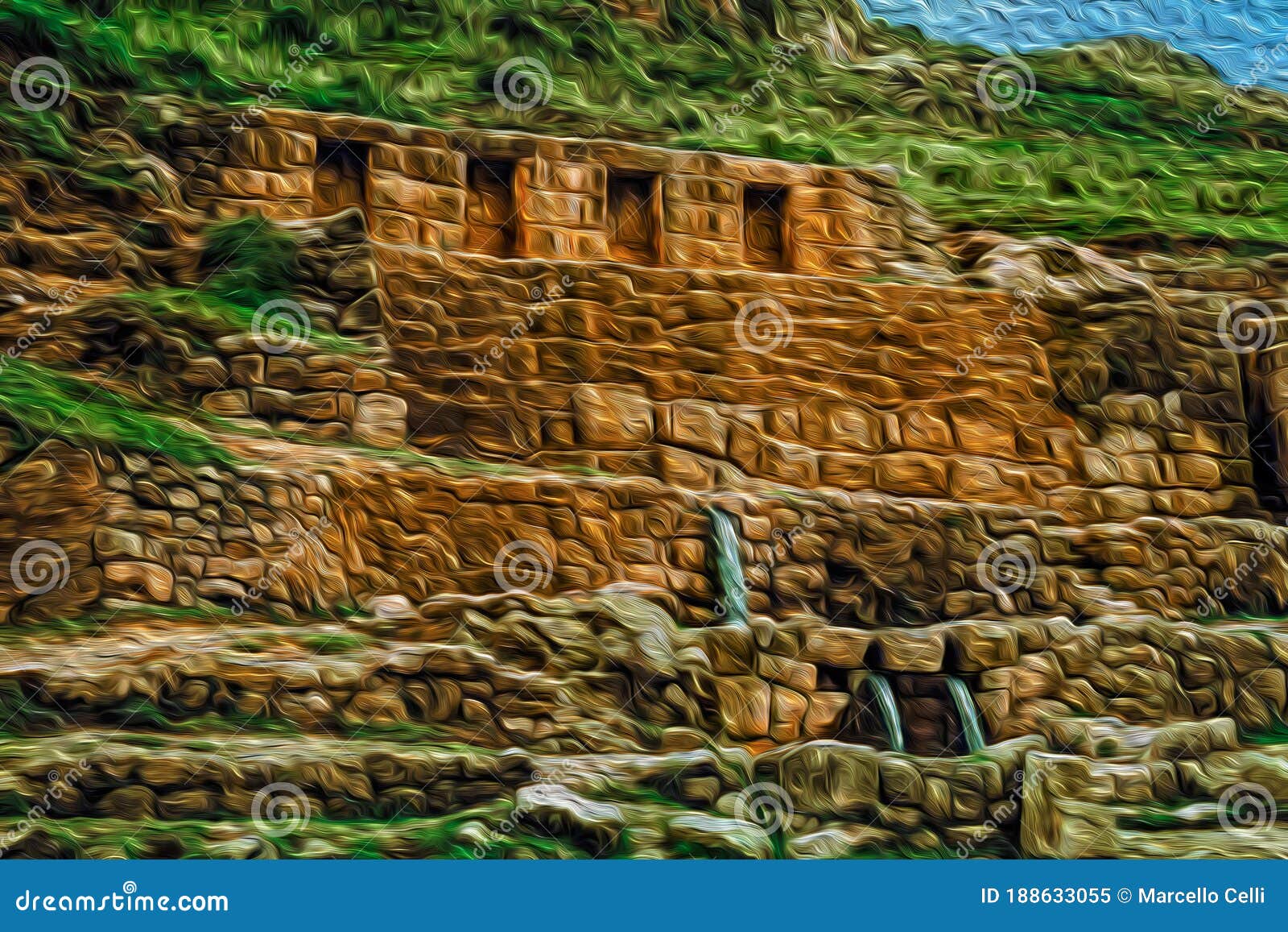 inca stone ruins and fount at tambomachay