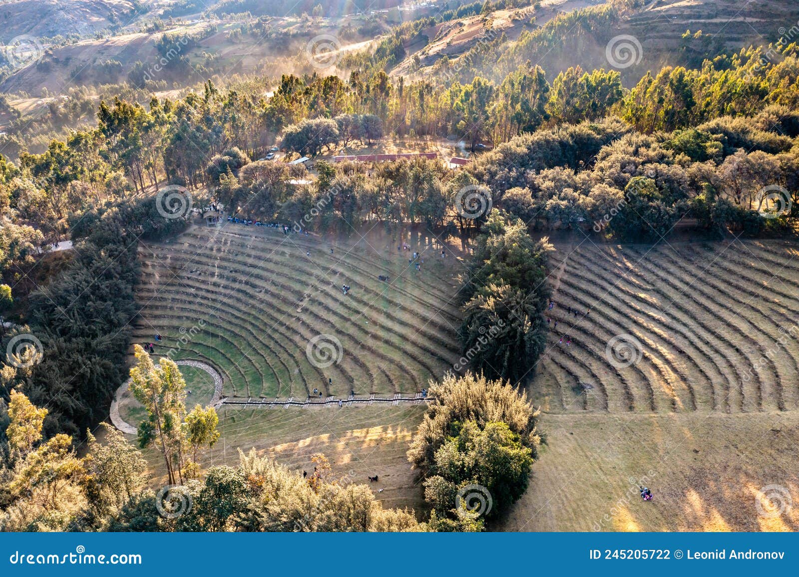 incan terraces at bosque dorado near huancayo, peru