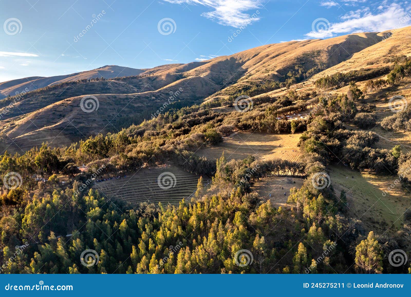 incan terraces at bosque dorado near huancayo, peru