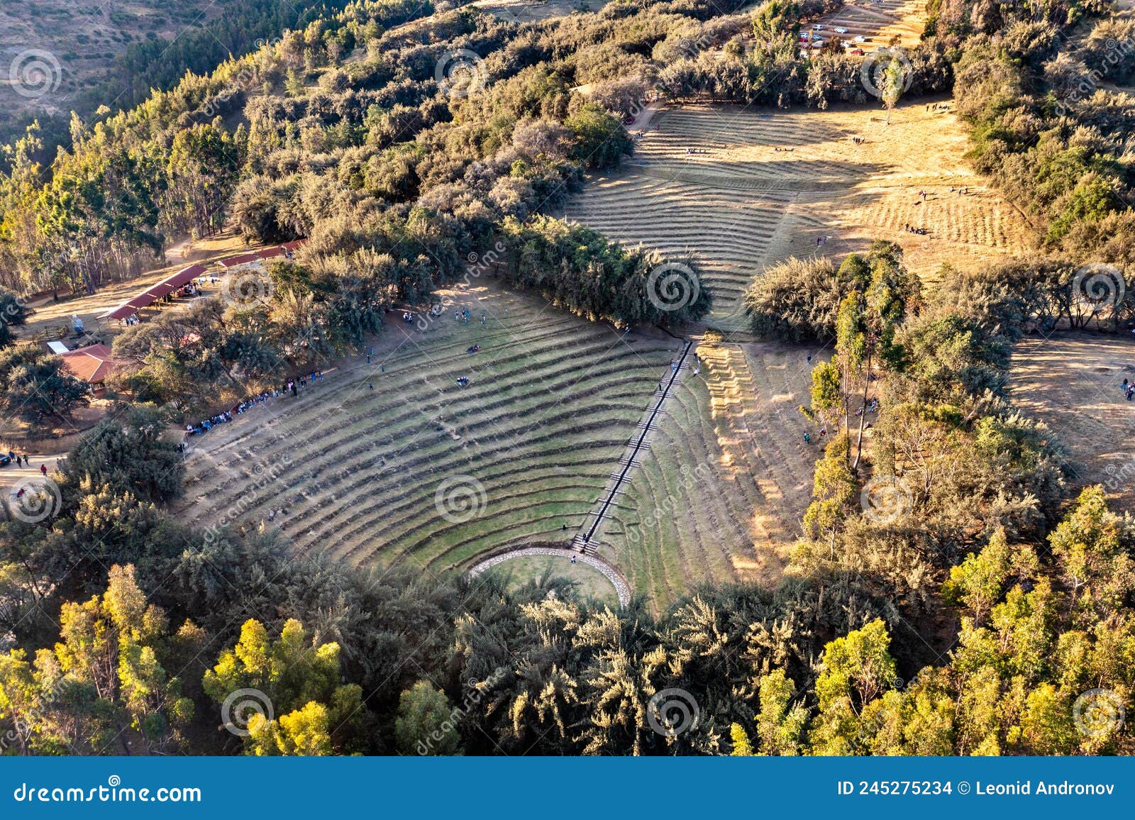 incan terraces at bosque dorado near huancayo, peru