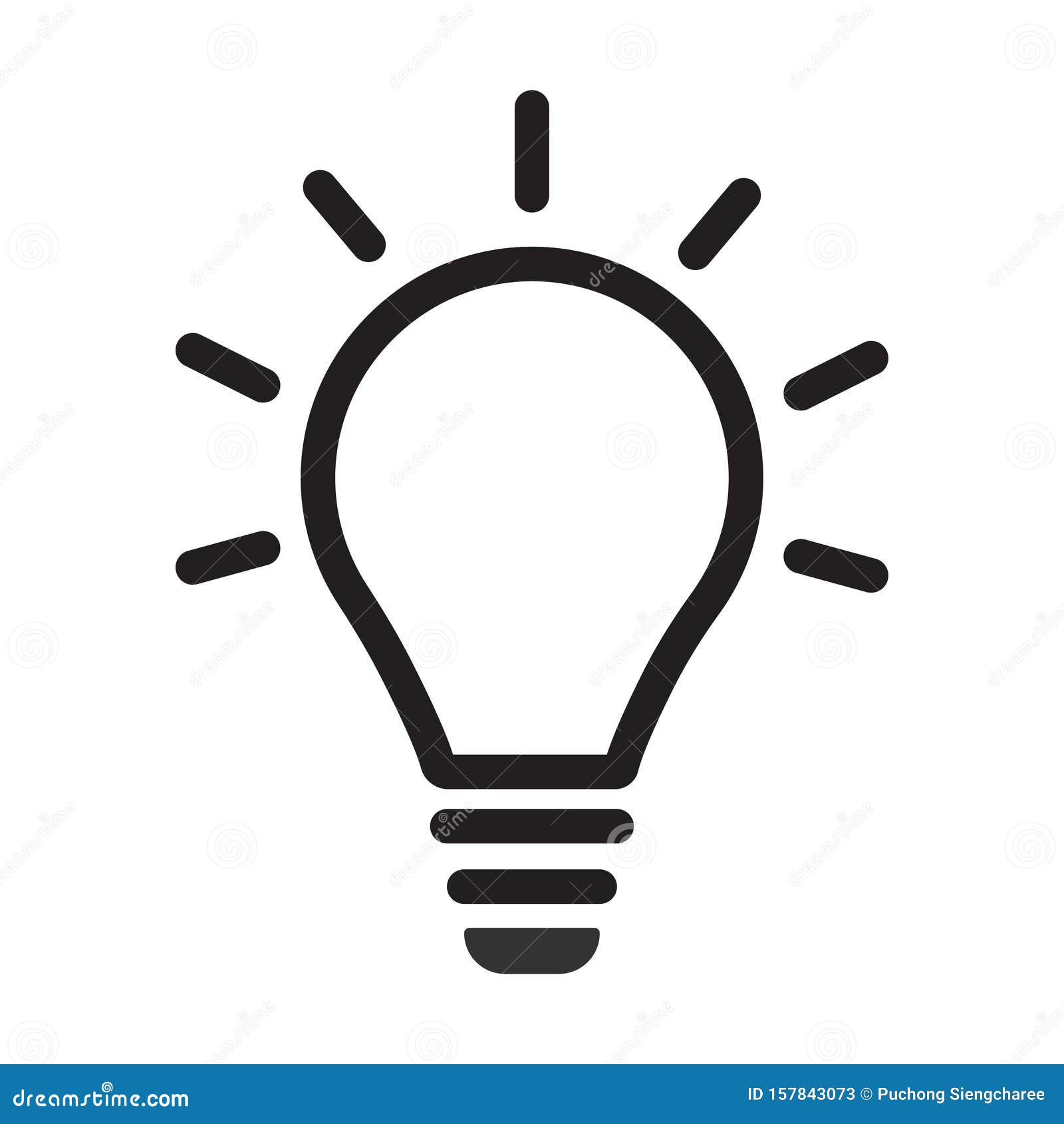 Incandescent Light Bulb / Lightbulb Turned on or Idea Line Art Vector Icon  for Apps and Websites Stock Vector - Illustration of efficient, background:  157843073