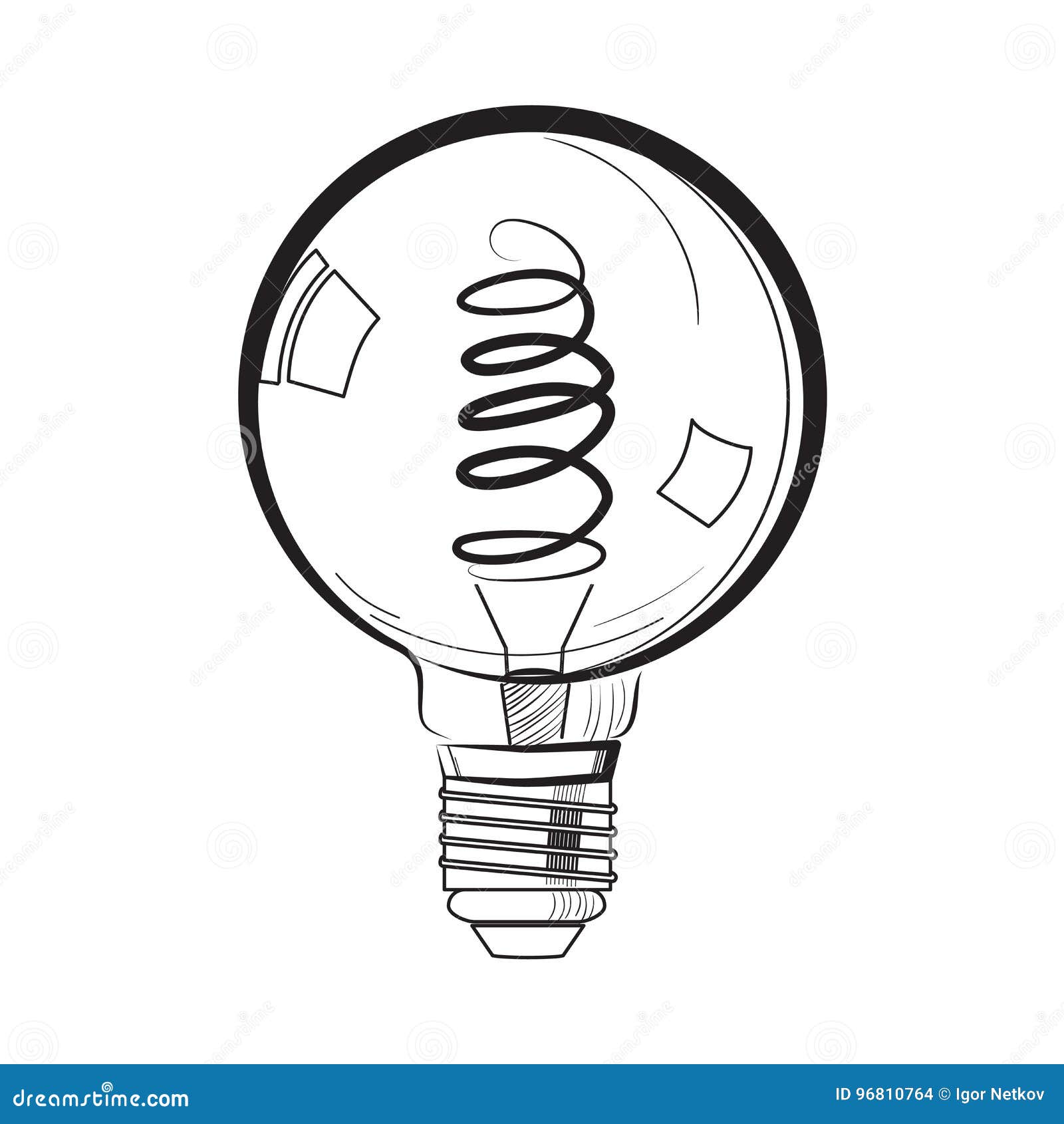 Incandescent Light Bulb Sketch Stock Vector Illustration of character