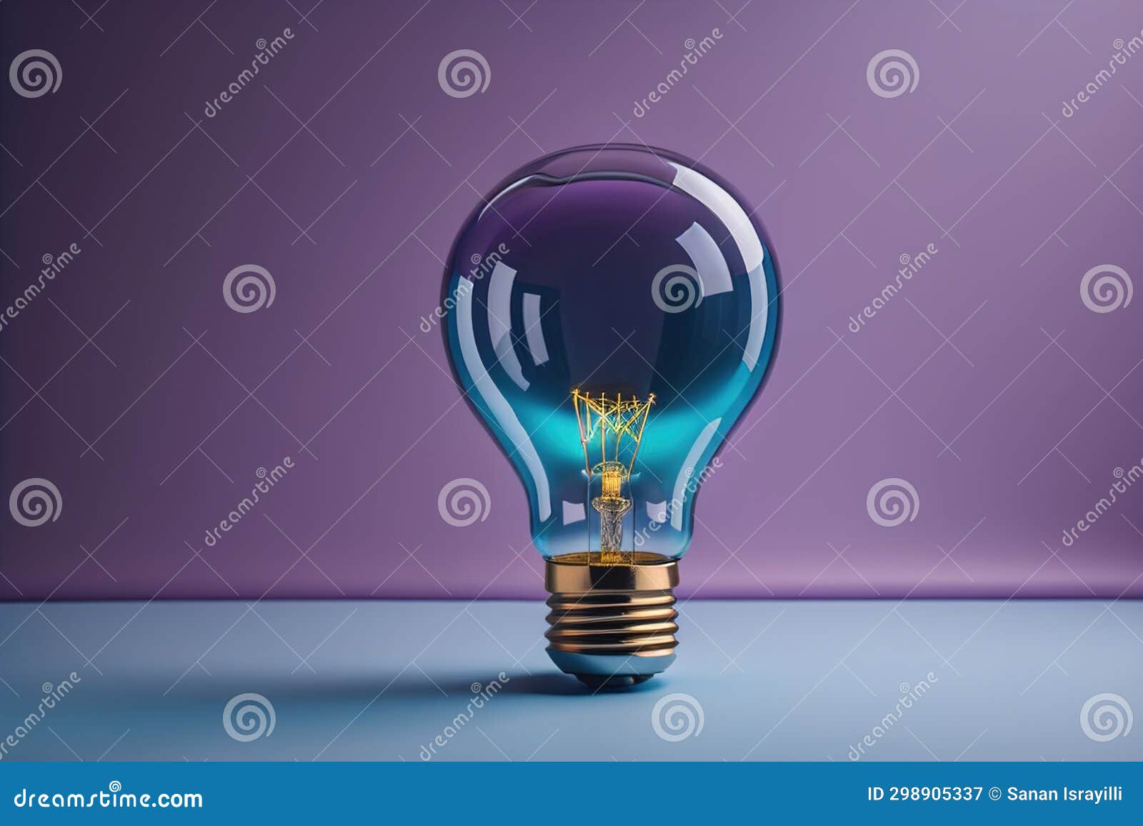 Incandescent Light Bulb on Solid Color Background. Ai Generative Stock