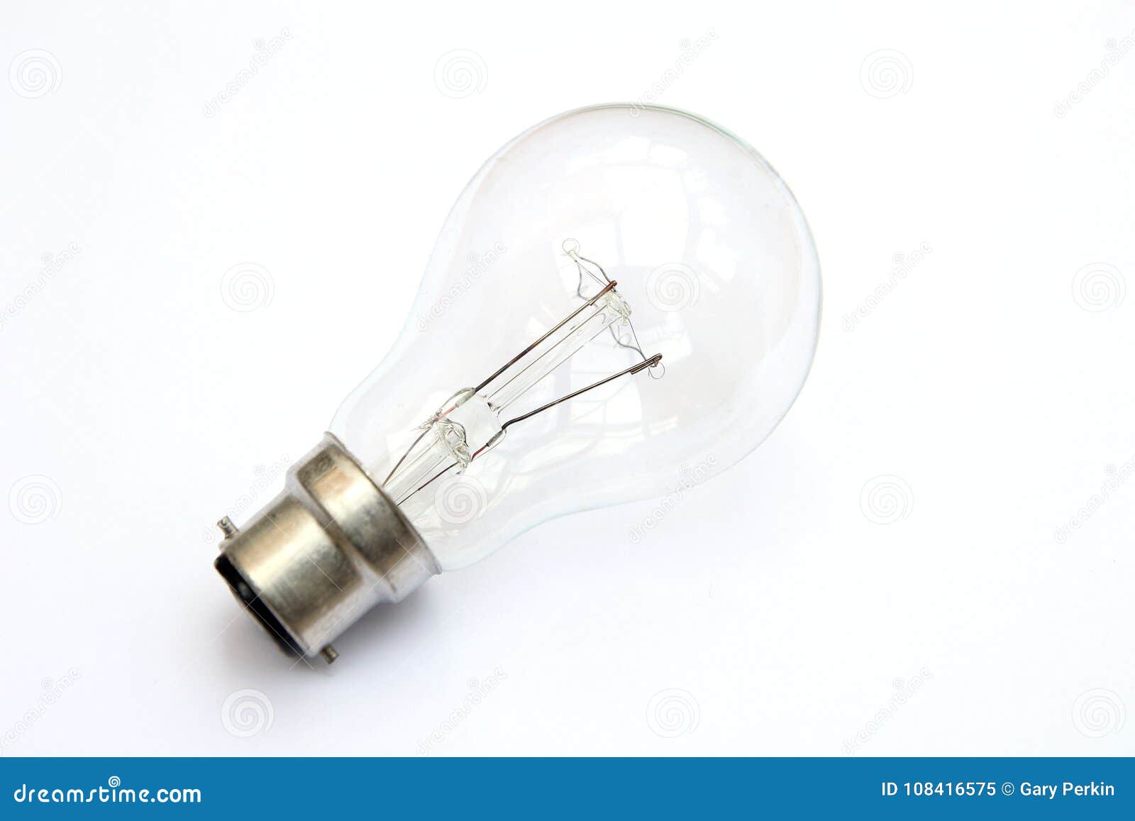 Incandescent Tungsten Clear B22 Fitting Light Bulb on White
