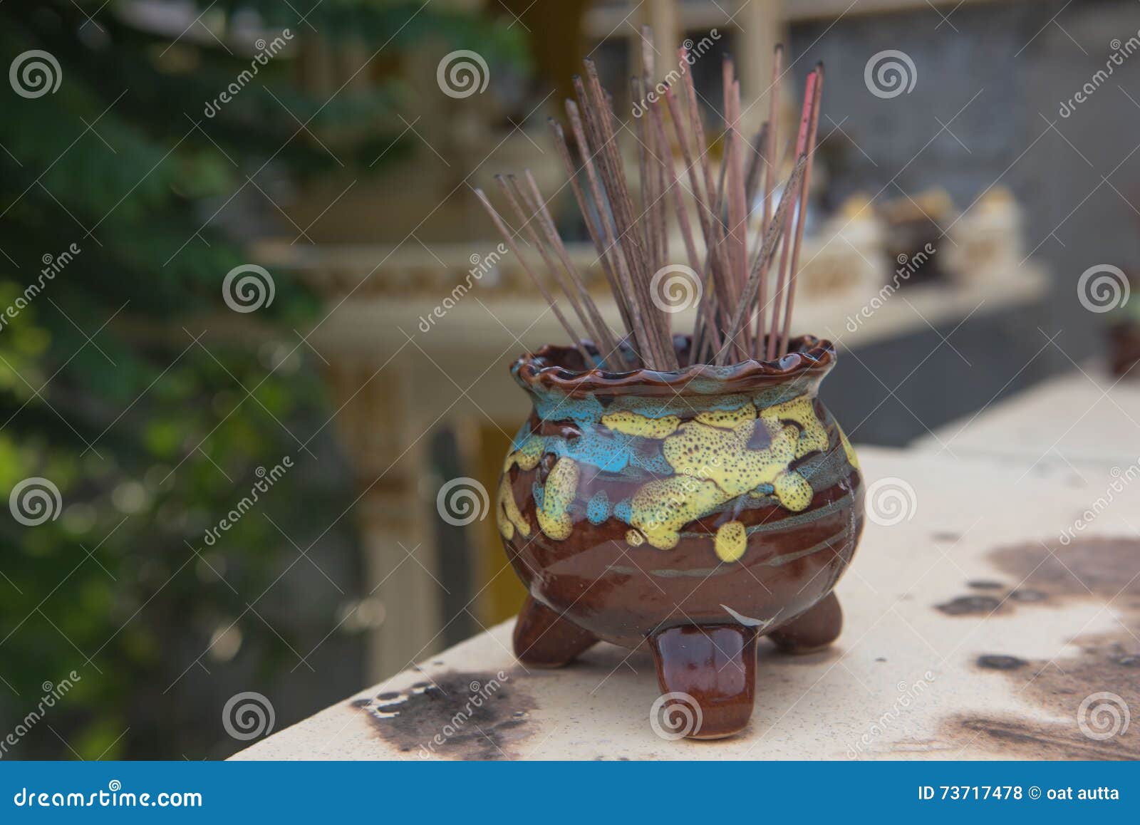 Incense Burner Brown on a Table. Background Stock Photo Image of