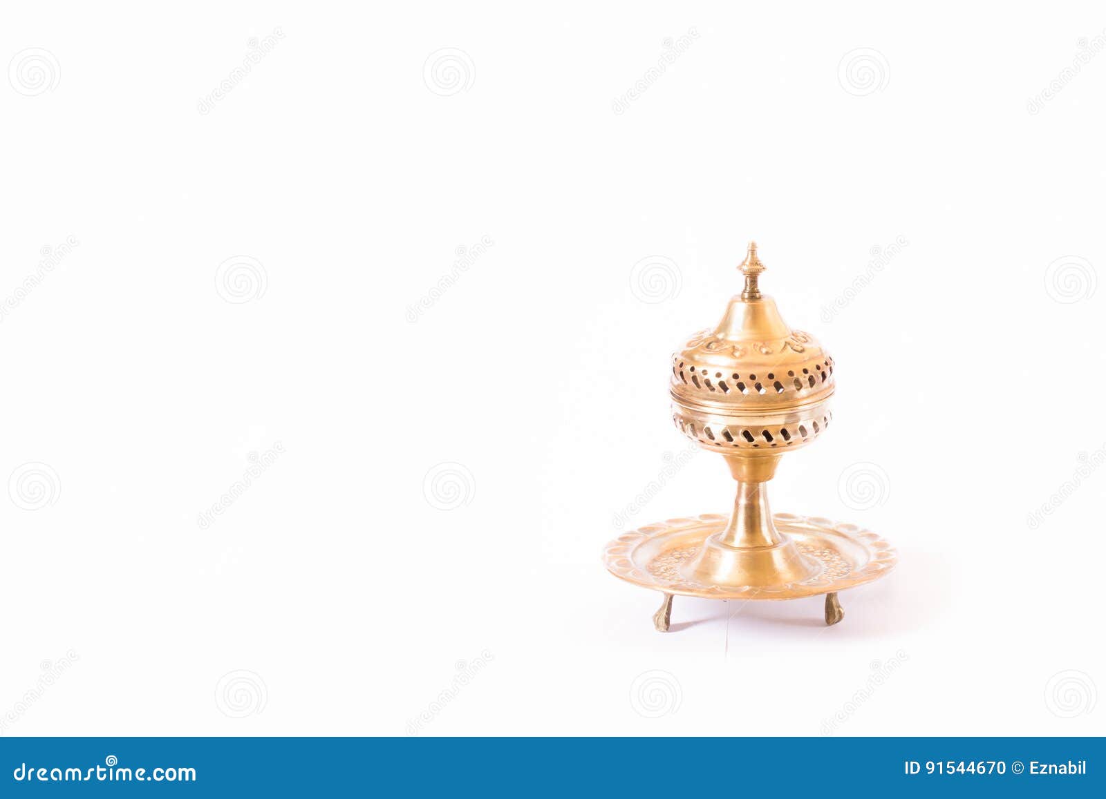 incense burner with hols  on white background