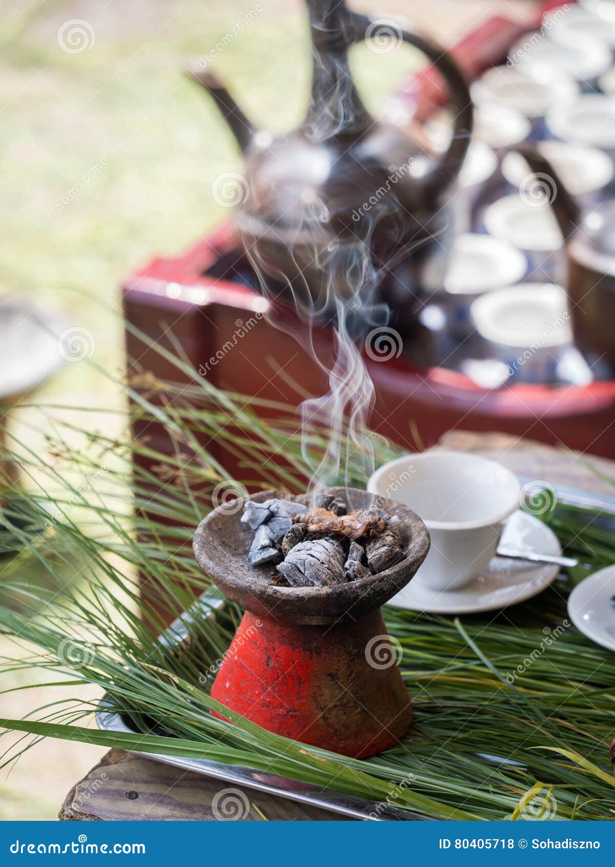 Incense Burnt during the Traditional Ethiopian Coffee Ceremony Stock