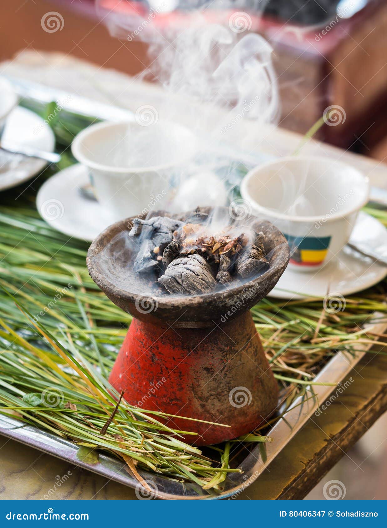 Incense Burnt during the Traditional Ethiopian Coffee Ceremony Stock