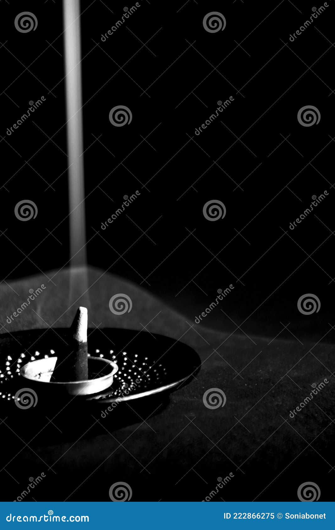 Incense Cone Shooting Smoke on Black Background Stock Image Image of