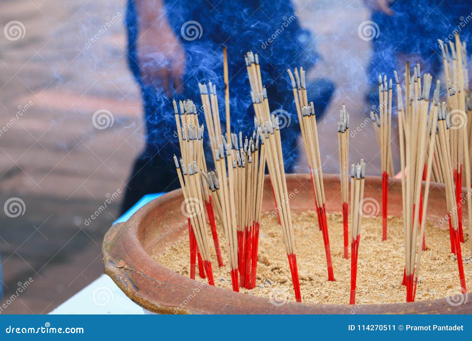 Incense Stick Burning and Smoke in Pot Stock Image Image of concept, fragrant 114270511