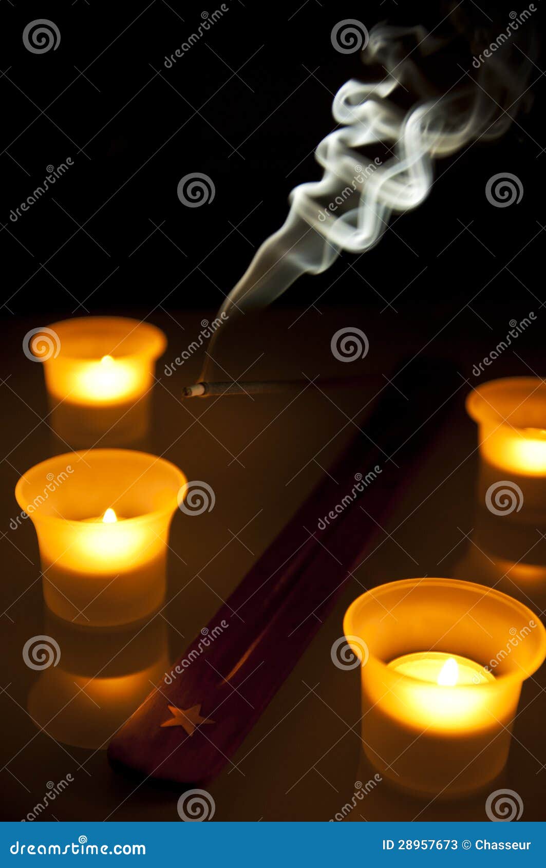 Incense stick and candles stock image. Image of meditation 28957673