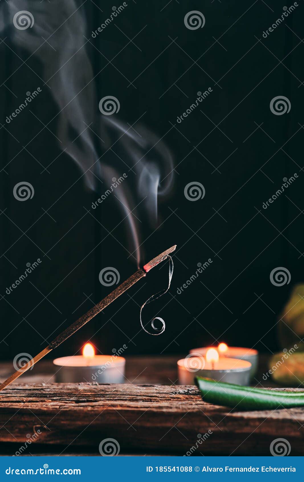 Incense Stick and Candles on Rustic Wood Stock Photo Image of perfume, leaf 185541088