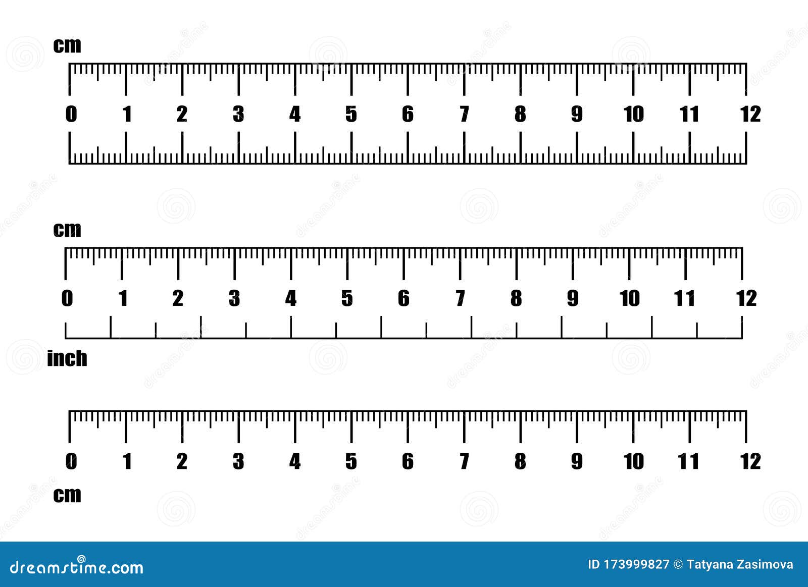 Inch And Metric Rulers Centimeters And Inches Measuring Scale Cm