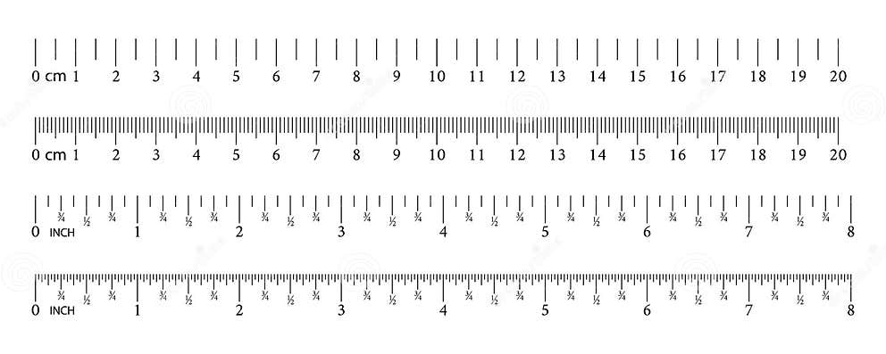 Inch and Metric Rulers. Measuring Tool. Ruler Graduation Grid. Size ...