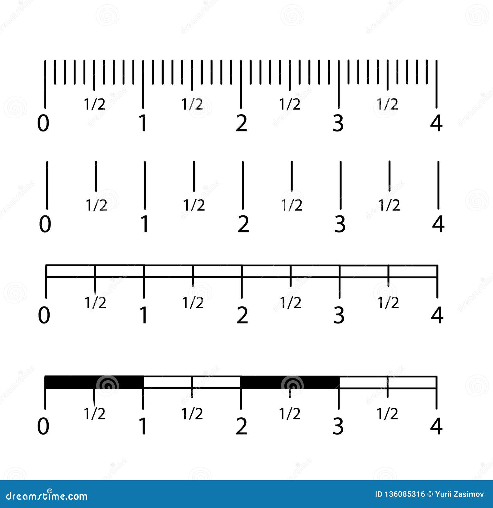 Inch and metric rulers. Centimeters and inches measuring scale. Precis By  Tartila