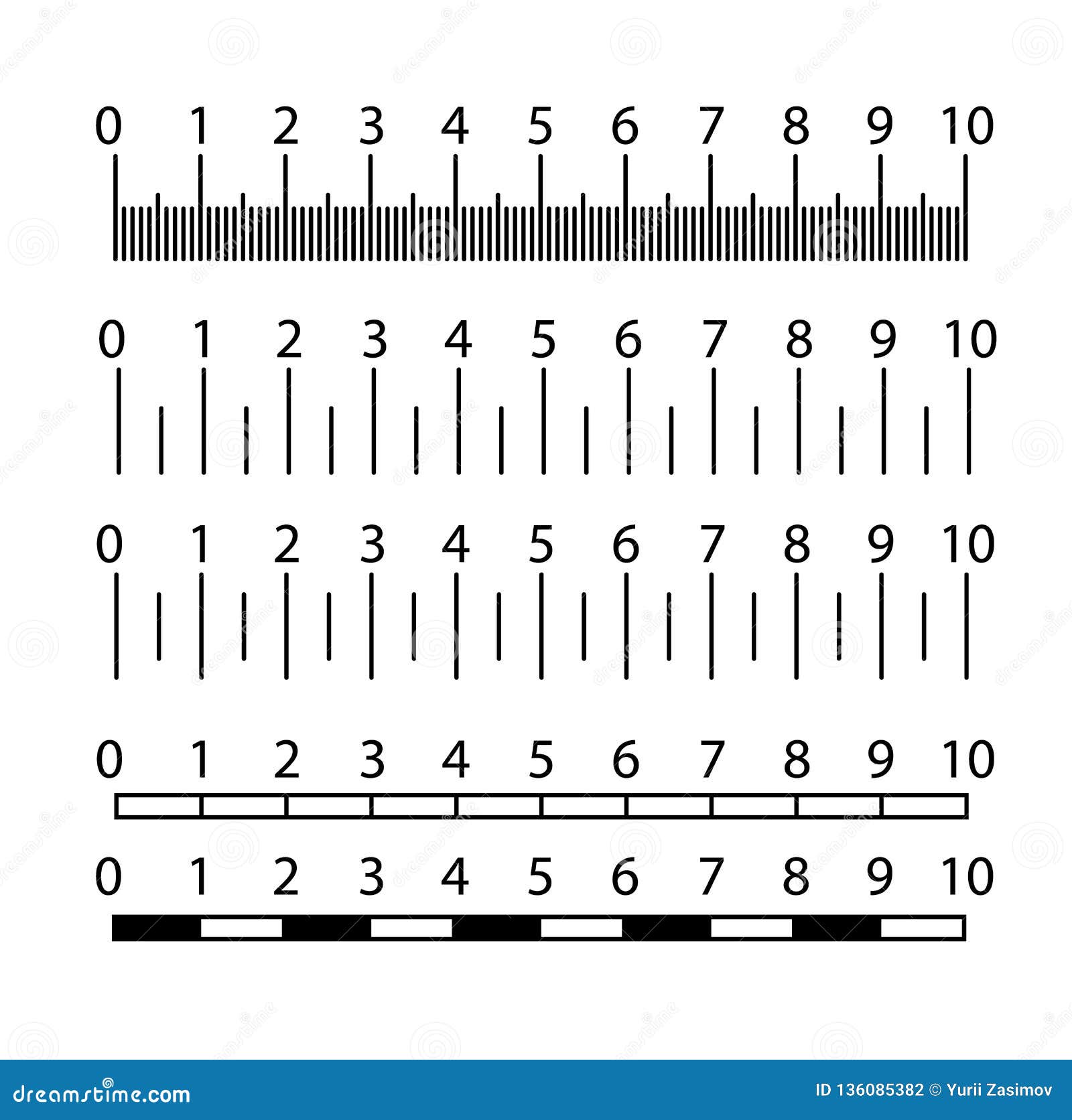 Inch and Metric Rulers Set. Centimeters and Inches Measuring Scale Cm