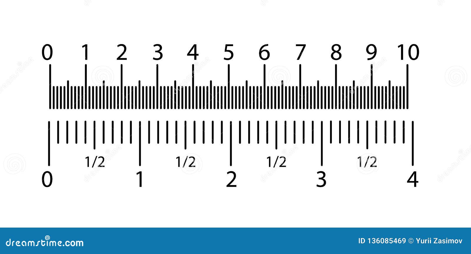 Inch and Metric Rulers Set. Centimeters and Inches Measuring Scale Cm Metrics Indicator Stock