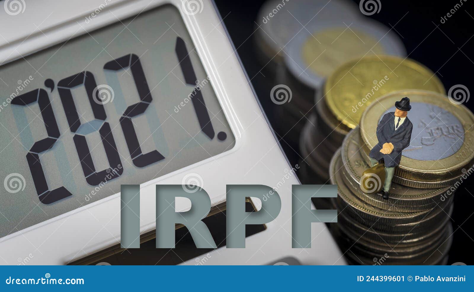 income tax campaign 2021 spain. young couple sitting on coin stack. declaracion de la renta. macro