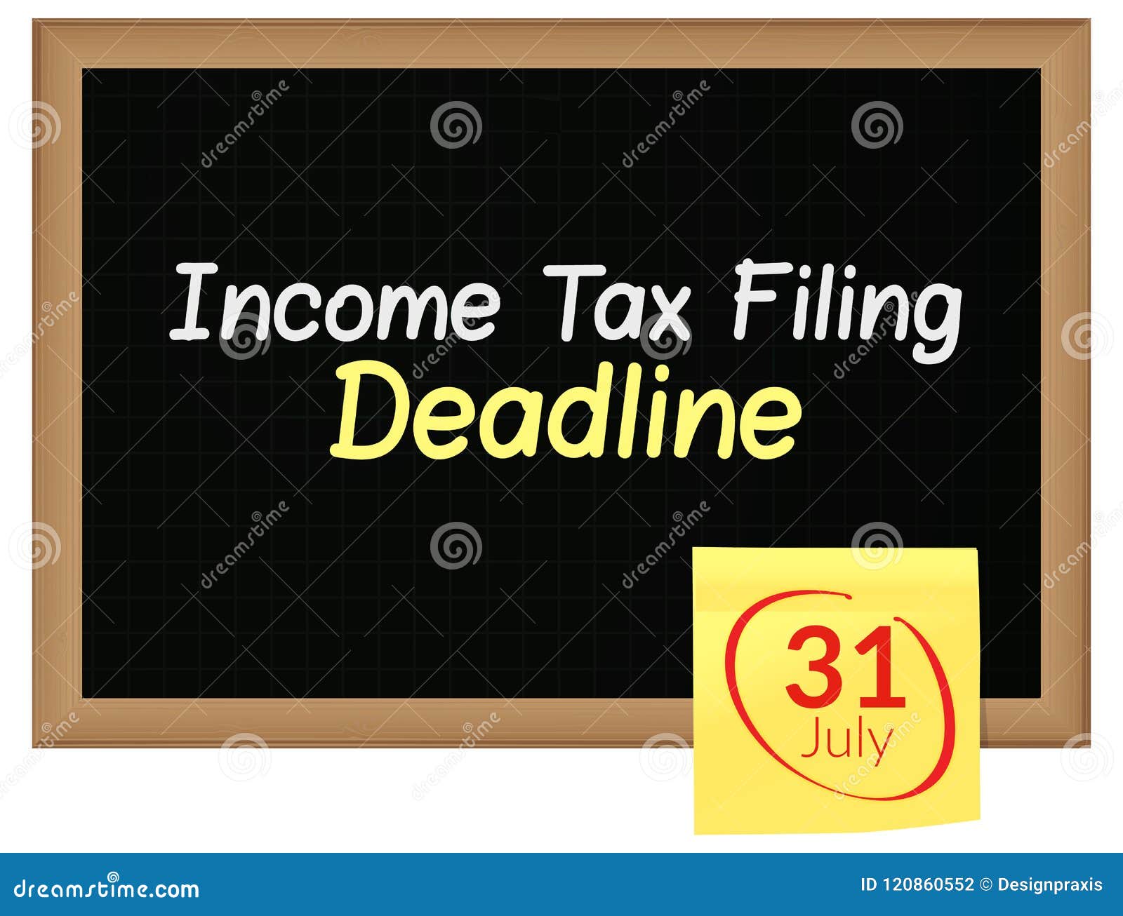 Tax Filing Deadline 31st July Written on Blackboard Stock