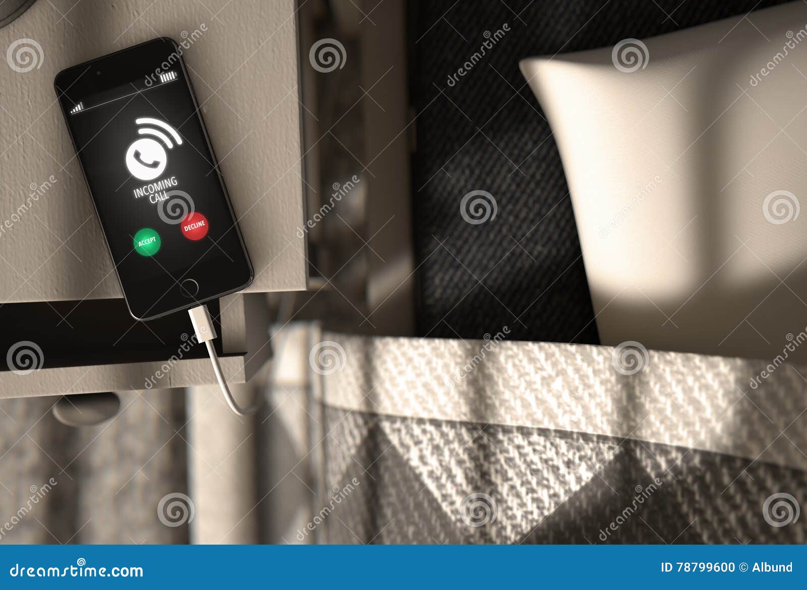 Call Cellphone Next To Bed Stock Illustration Illustration